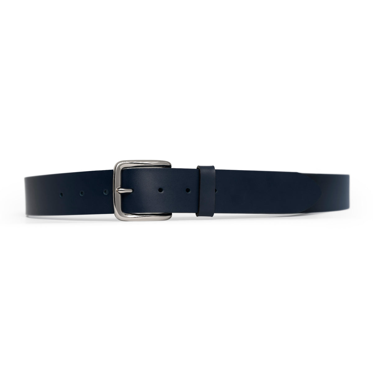 Navy full-grain leather belt, silver buckle — CarveOn, made in Ireland#Color_Navy