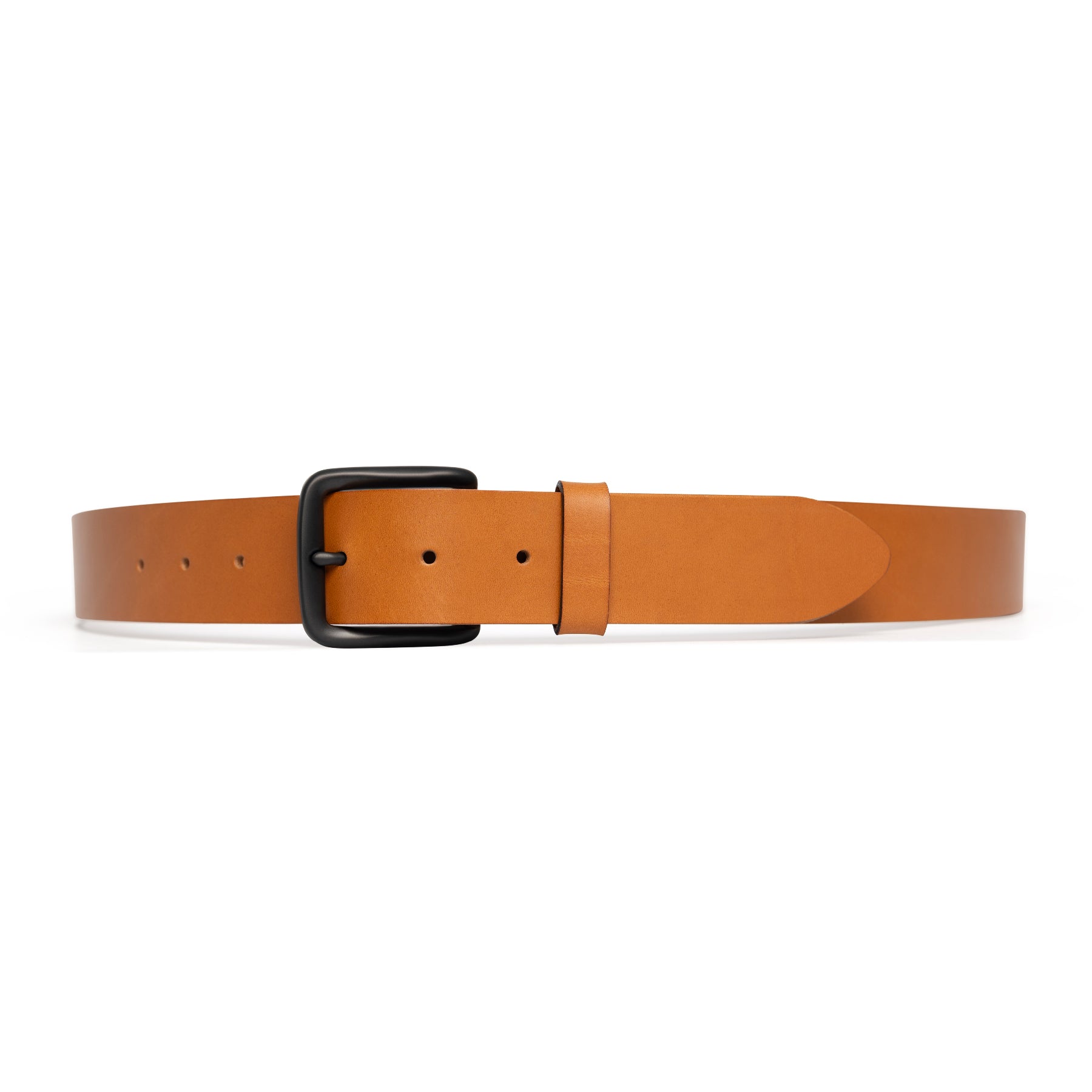 Tan full-grain leather belt, black buckle — CarveOn, made in Ireland#Color_Tan