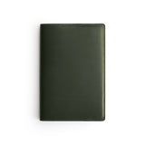 Green full-grain leather A5 notebook, flat lay — personalised — CarveOn, made in Ireland