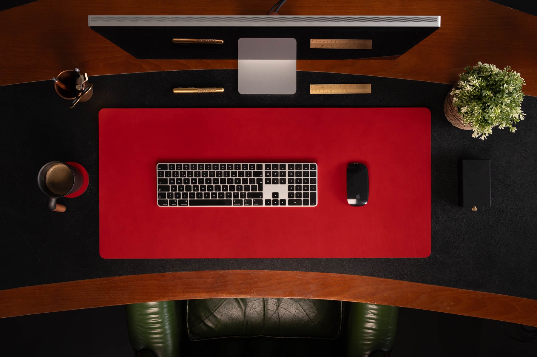 Red full-grain leather desk pad — personalised — CarveOn, made in Ireland#Color_Red