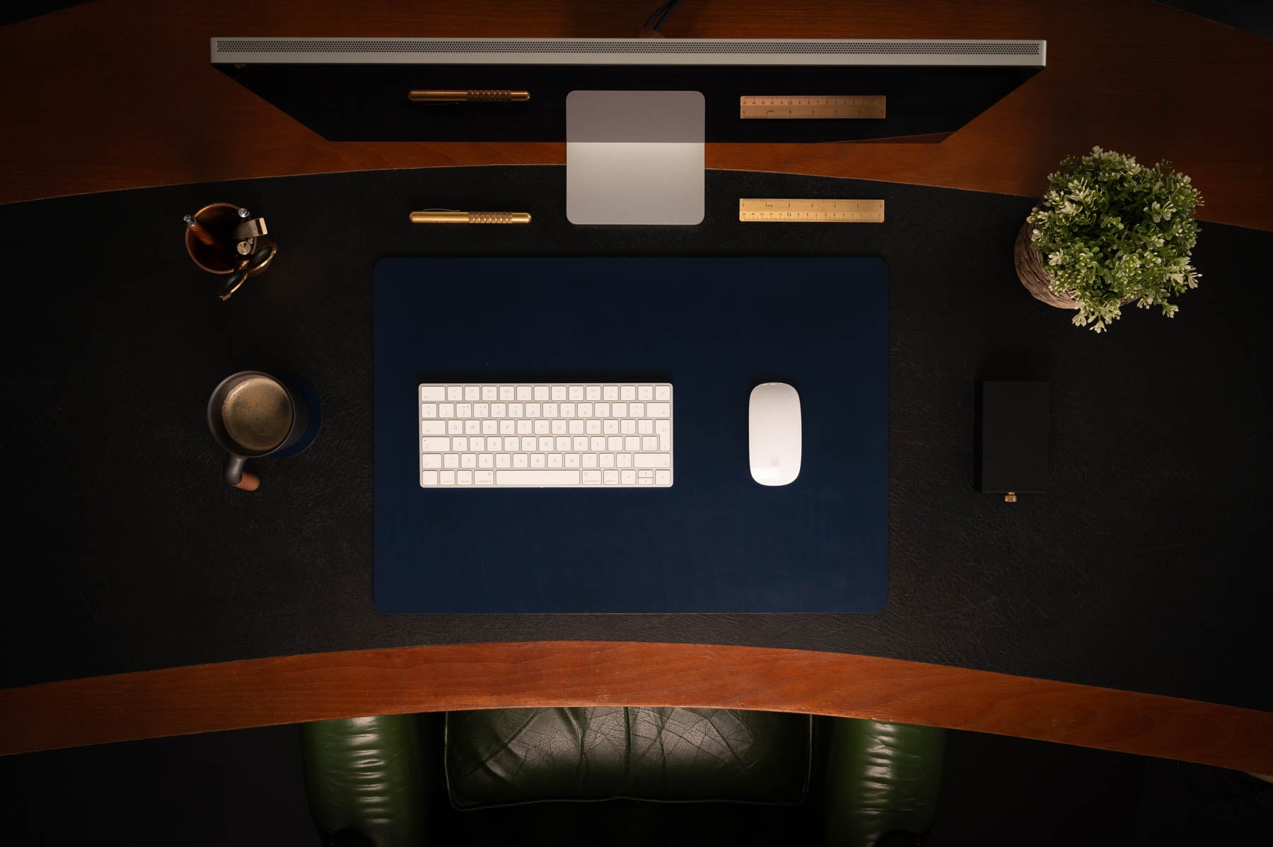 Navy full-grain leather desk pad — personalised — CarveOn, made in Ireland#Color_Navy