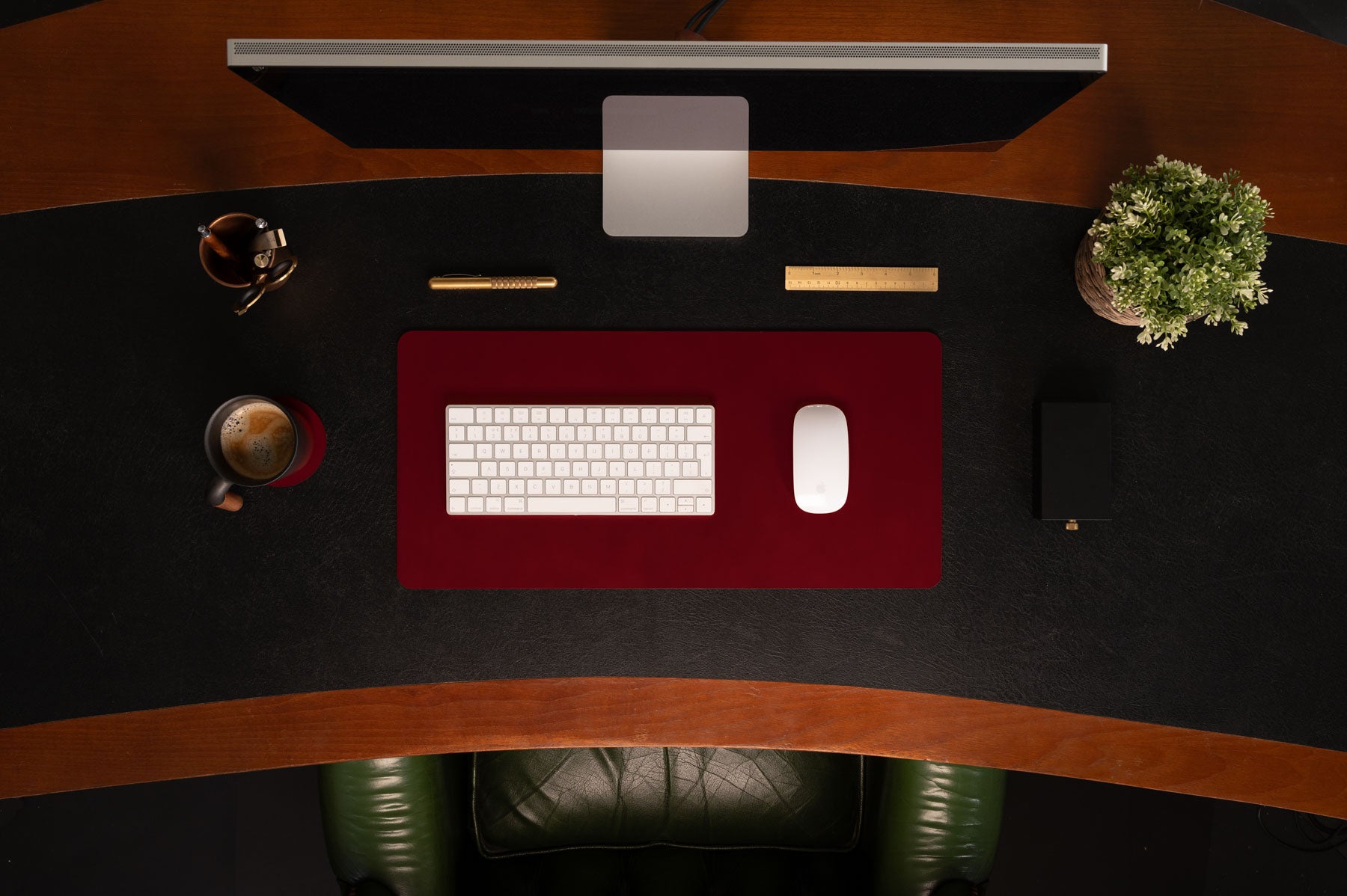 Burgundy full-grain leather desk pad — personalised — CarveOn, made in Ireland#Color_Burgundy