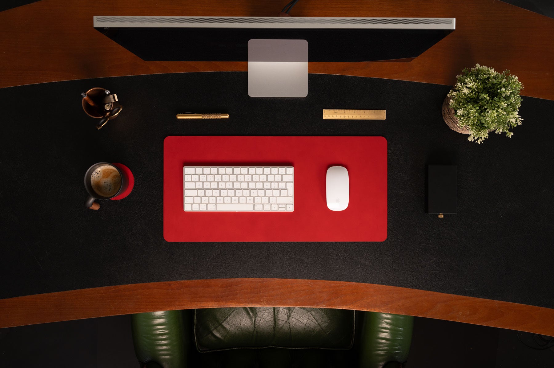 Red full-grain leather desk pad — personalised — CarveOn, made in Ireland#Color_Red