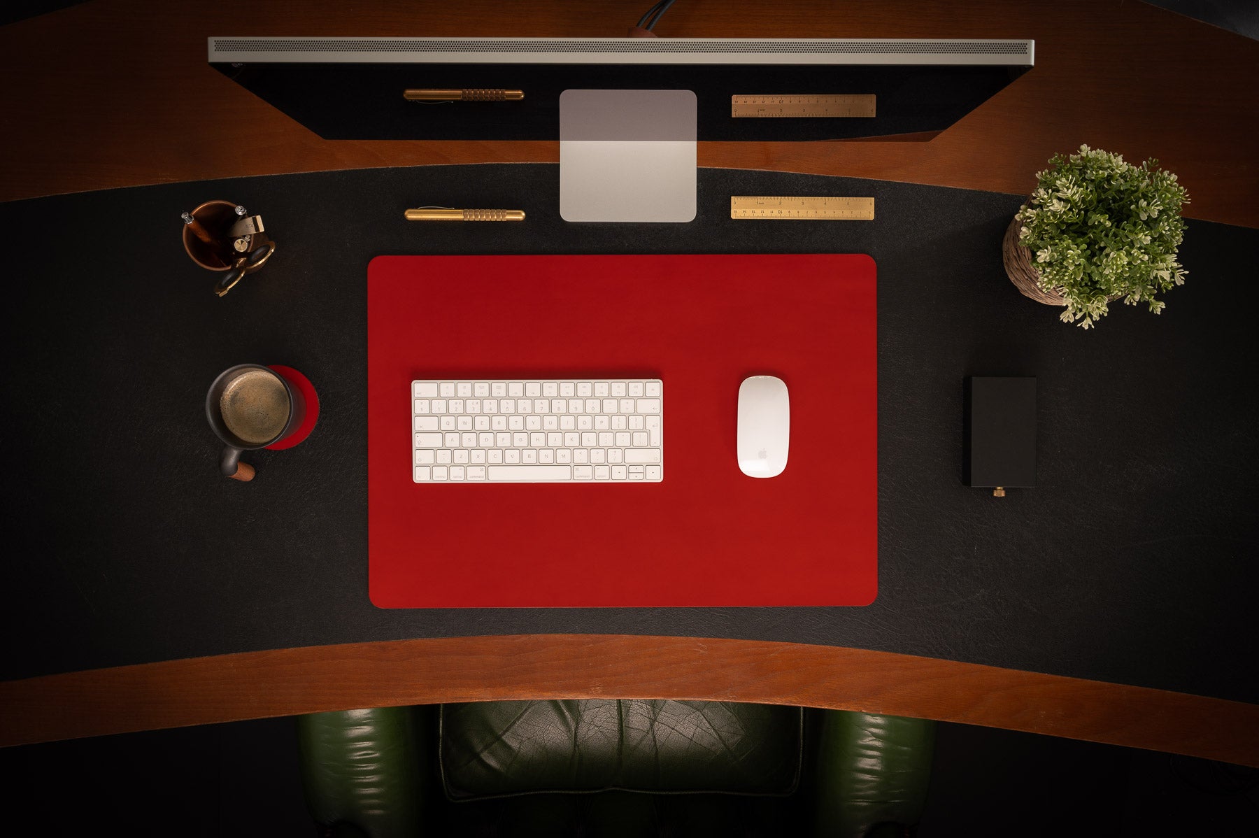 Red full-grain leather desk pad — personalised — CarveOn, made in Ireland#Color_Red