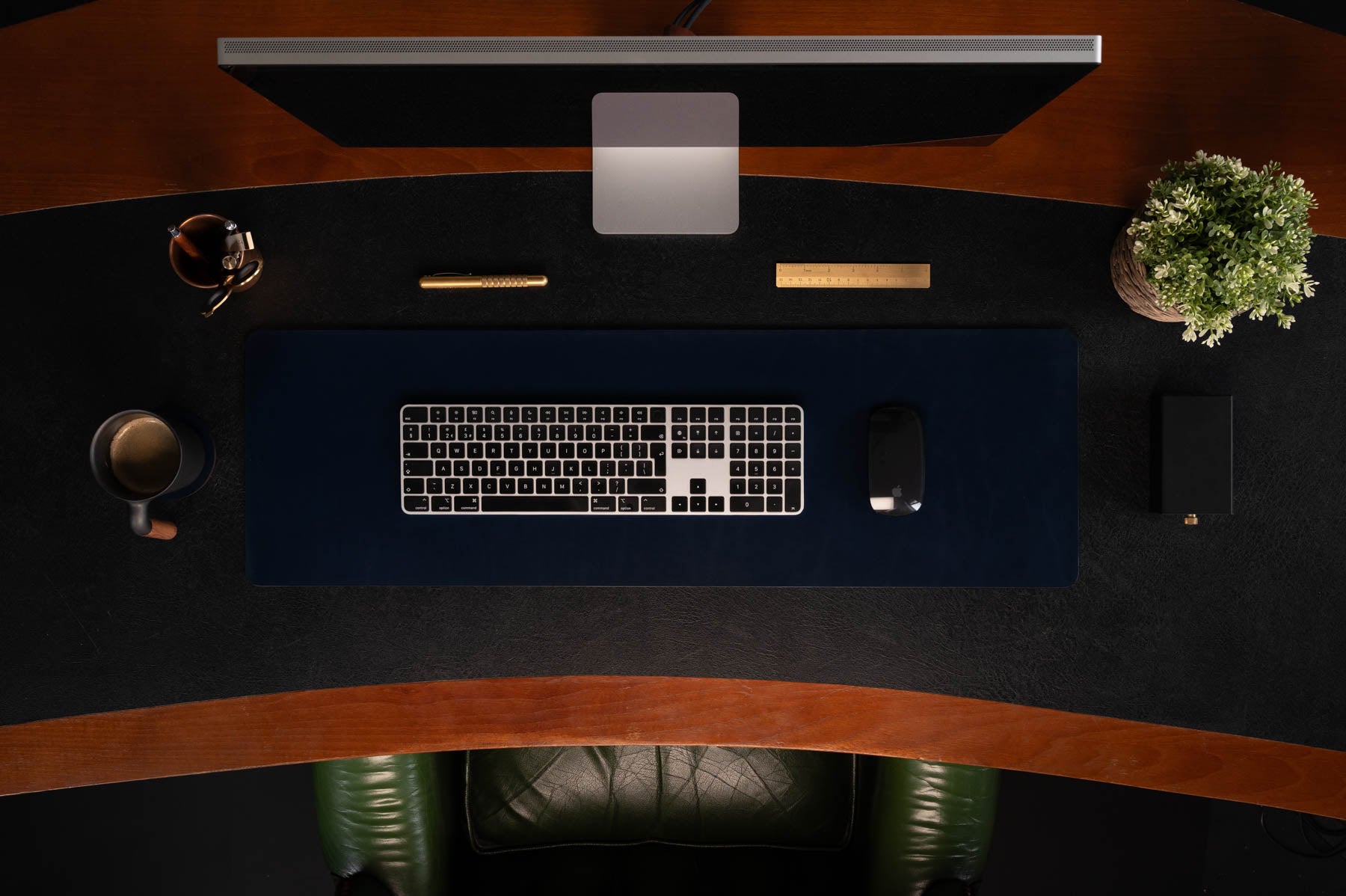 Navy full-grain leather desk pad — personalised — CarveOn, made in Ireland#Color_Navy