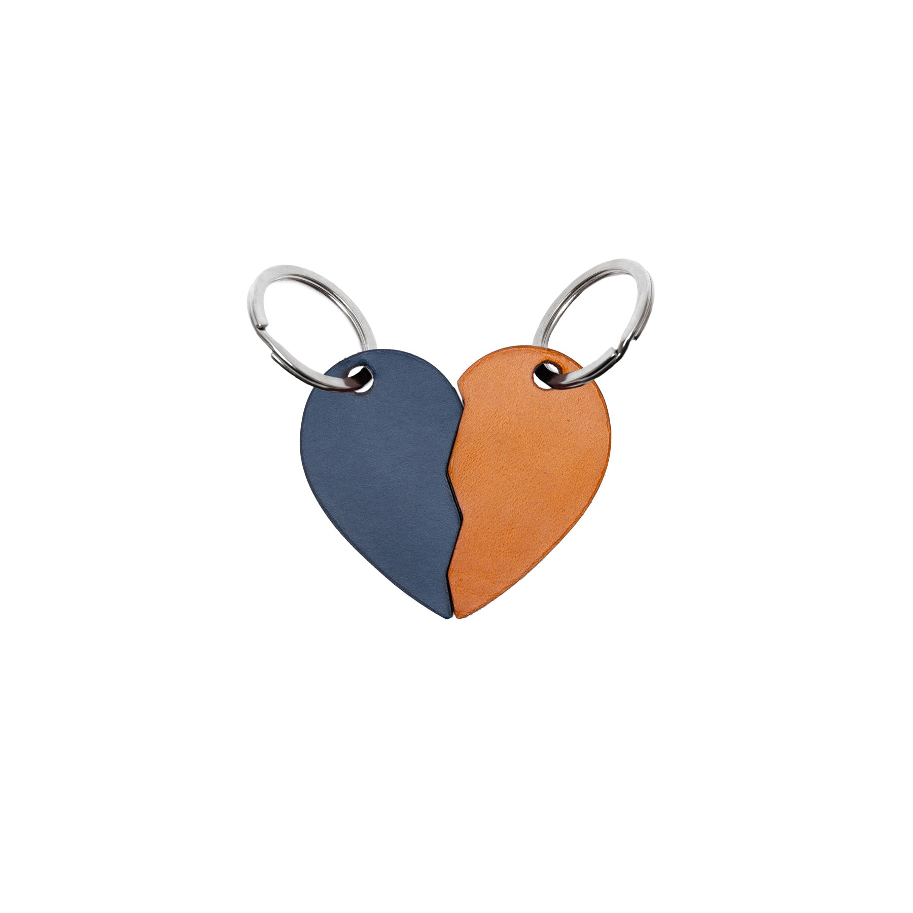 Navy full-grain leather keyring — personalised gift — CarveOn, made in Ireland