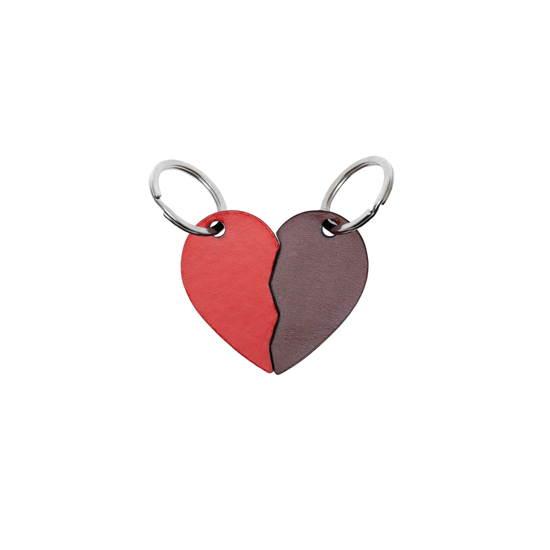 Red full-grain leather keyring — personalised gift — CarveOn, made in Ireland
