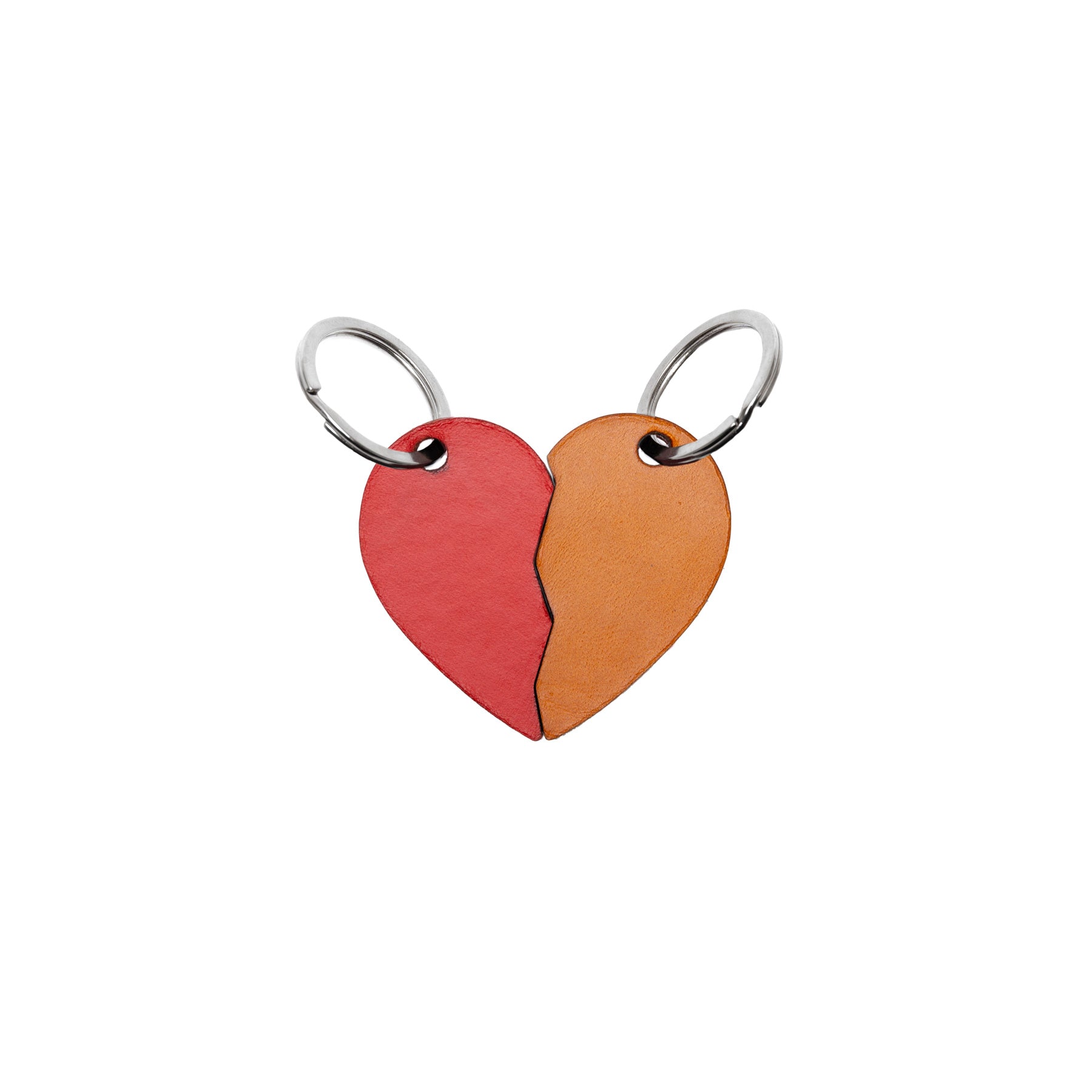 Red full-grain leather keyring — personalised gift — CarveOn, made in Ireland