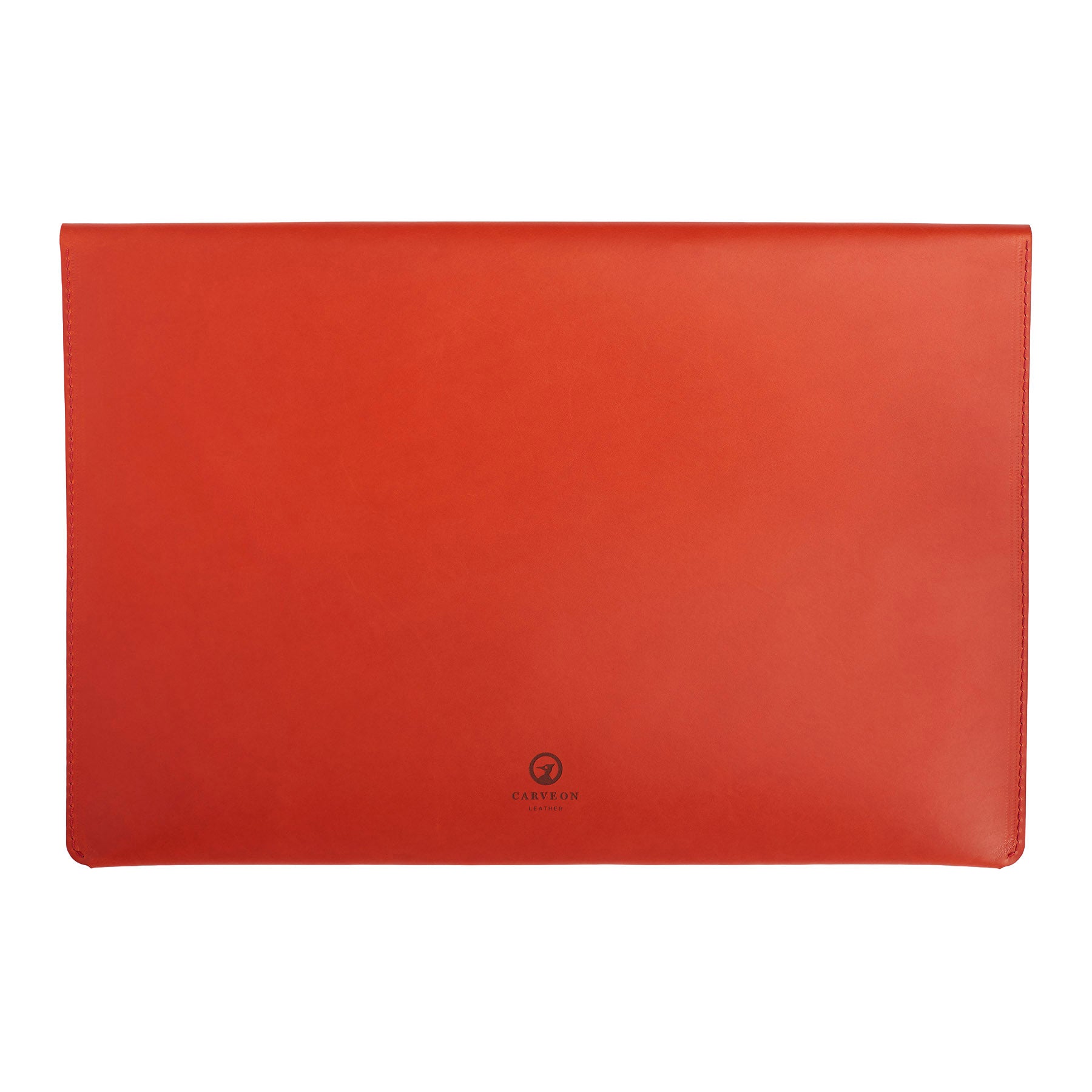 Red full-grain leather document folio, flat lay — personalised — CarveOn, made in Ireland#Color_Red