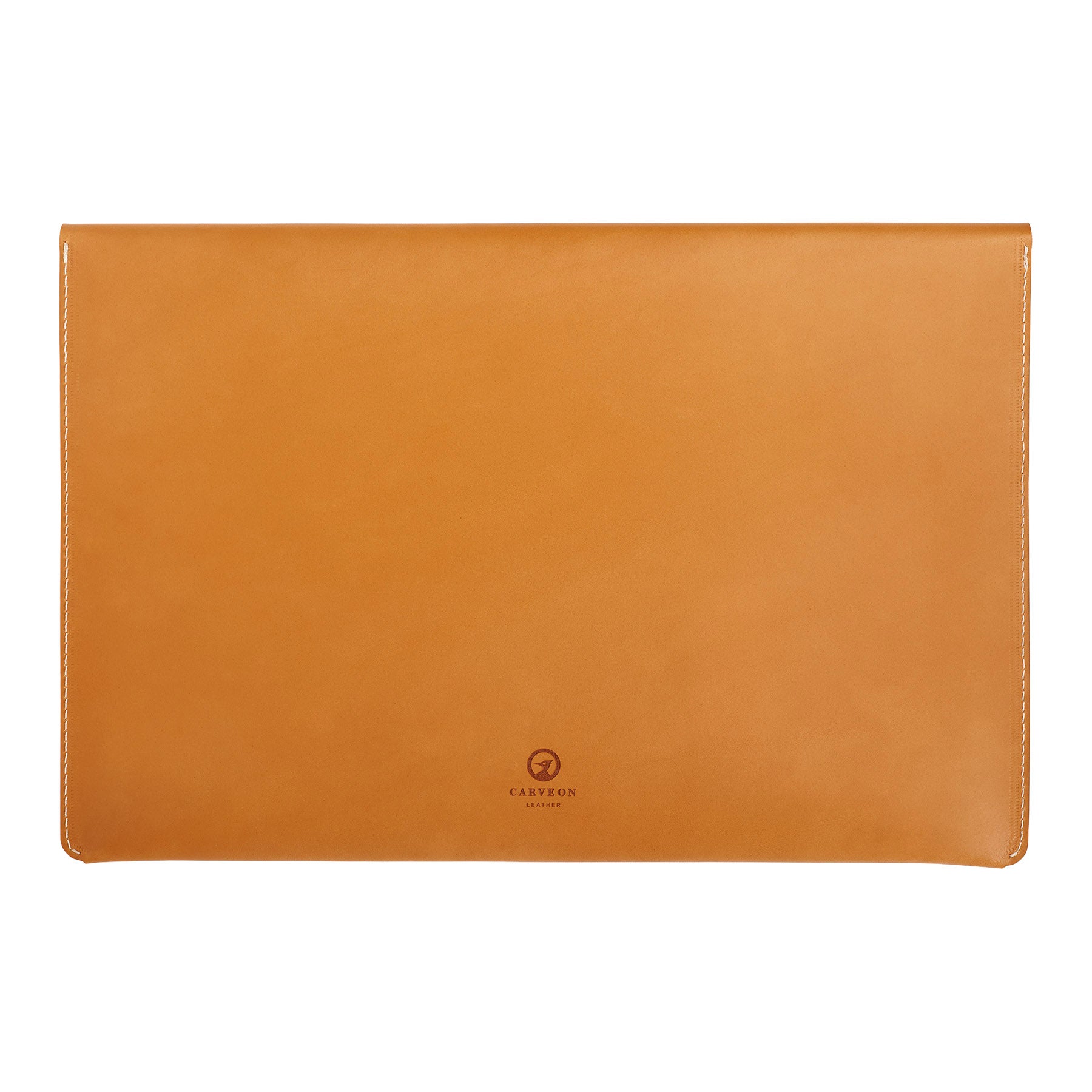 Tan full-grain leather document folio, flat lay — personalised — CarveOn, made in Ireland#Color_Tan