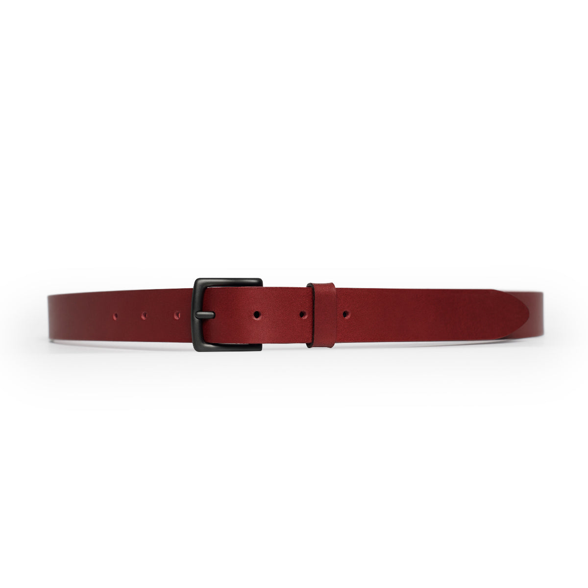 Burgundy full-grain leather belt, black buckle — CarveOn, made in Ireland#Color_Burgundy