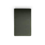 Green leather yardage book cover, flat lay — personalised golf gift — CarveOn, handmade in Ireland
