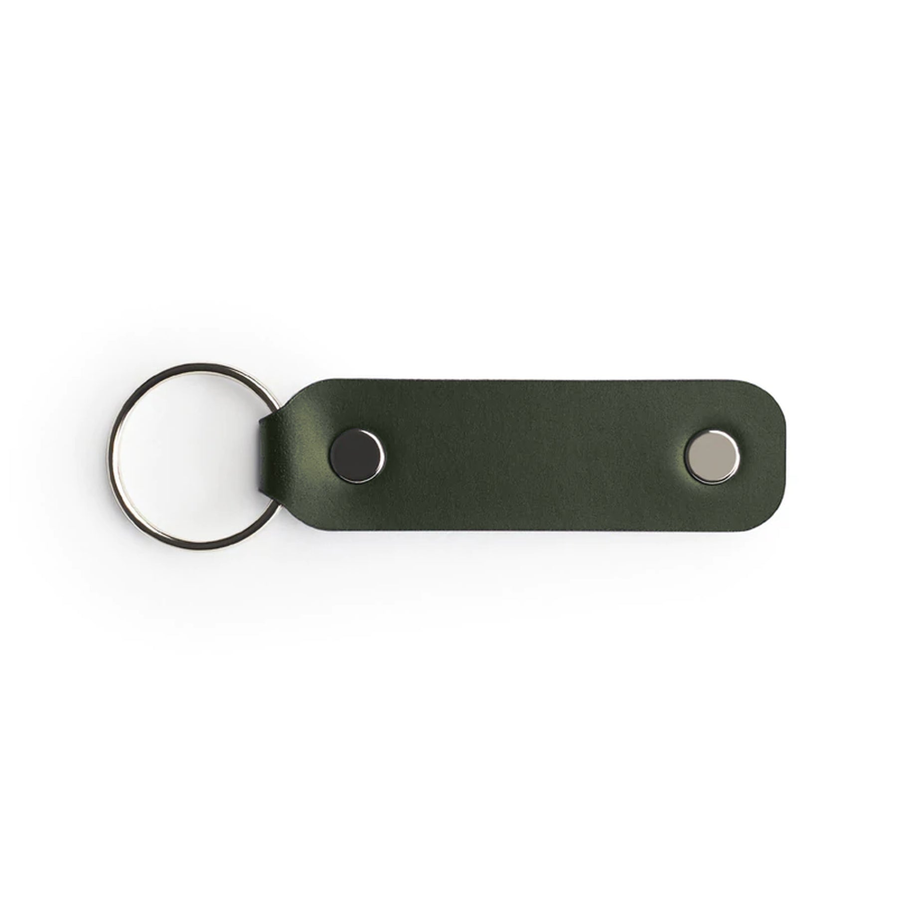 Green full-grain leather keyring, flat lay — personalised gift — CarveOn, made in Ireland#Color_Green