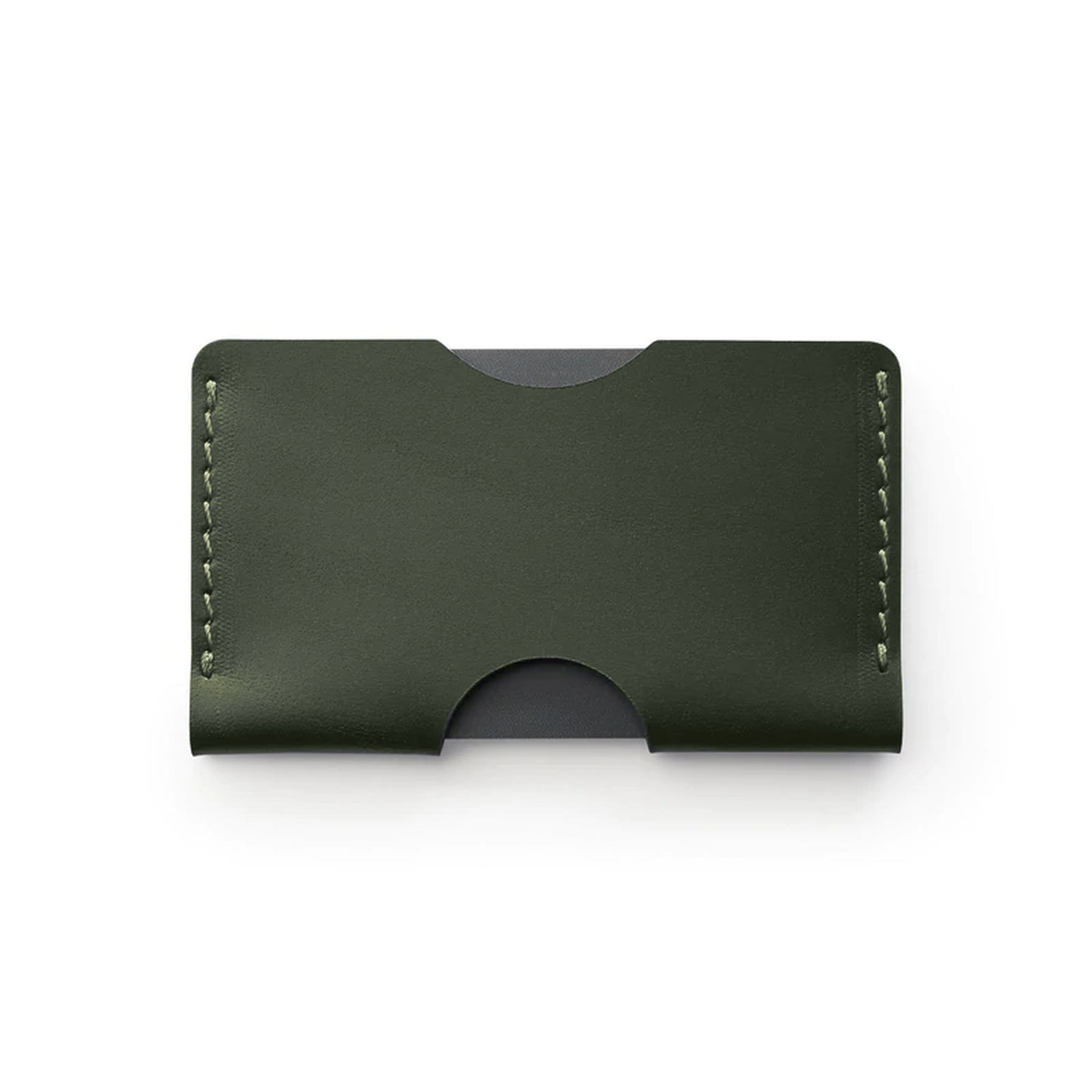 Green full-grain leather landscape card holder, flat lay — personalised — CarveOn, made in Ireland#Color_Green