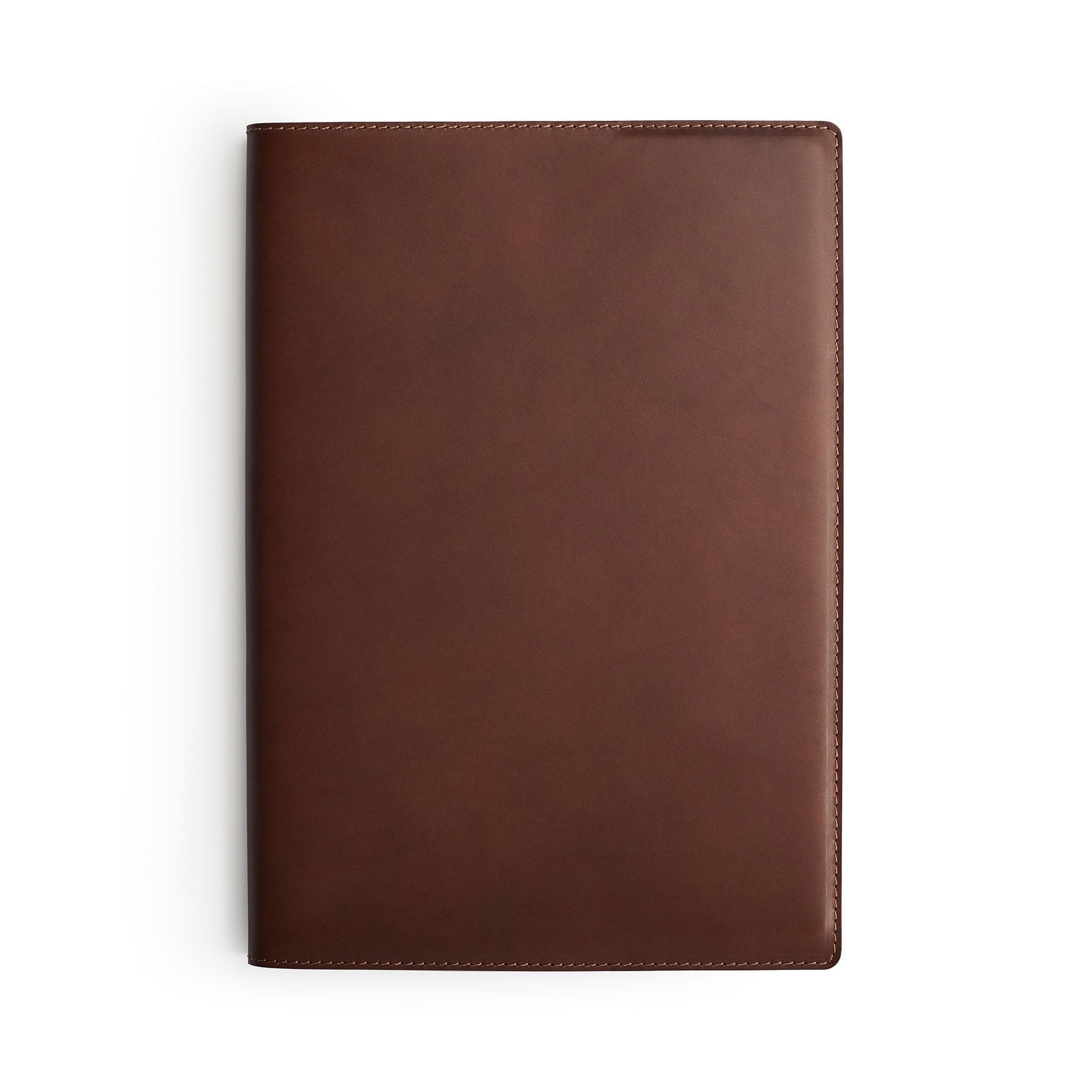 Dark Brown full-grain leather A4 notebook, flat lay — personalised — CarveOn, made in Ireland#Color_Dark Brown