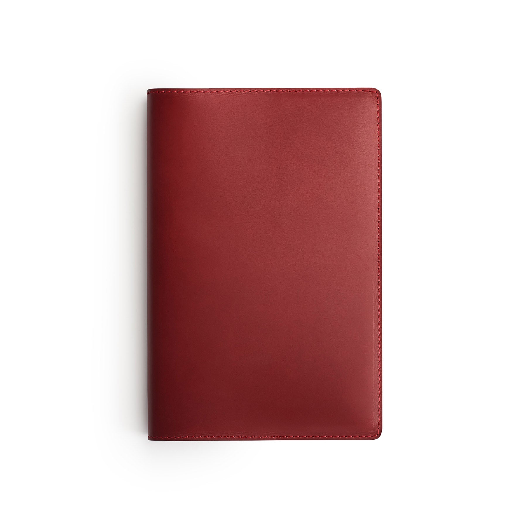 Burgundy full-grain leather A5 notebook, flat lay — personalised — CarveOn, made in Ireland#Color_Burgundy