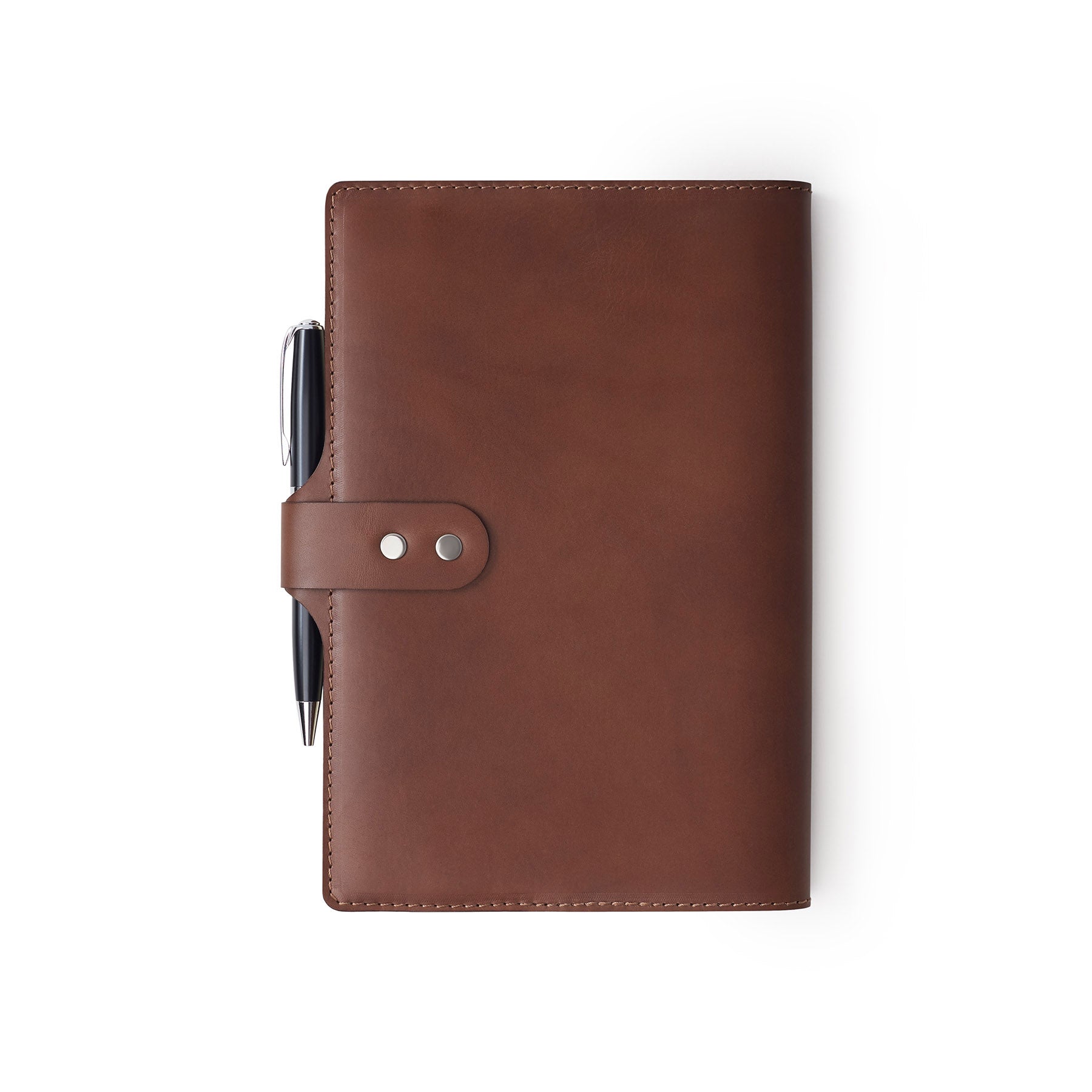 Red Moleskine notebook with leather cover and pen, flat lay, angled view — personalised gift — CarveOn, made in Ireland#Color_Red