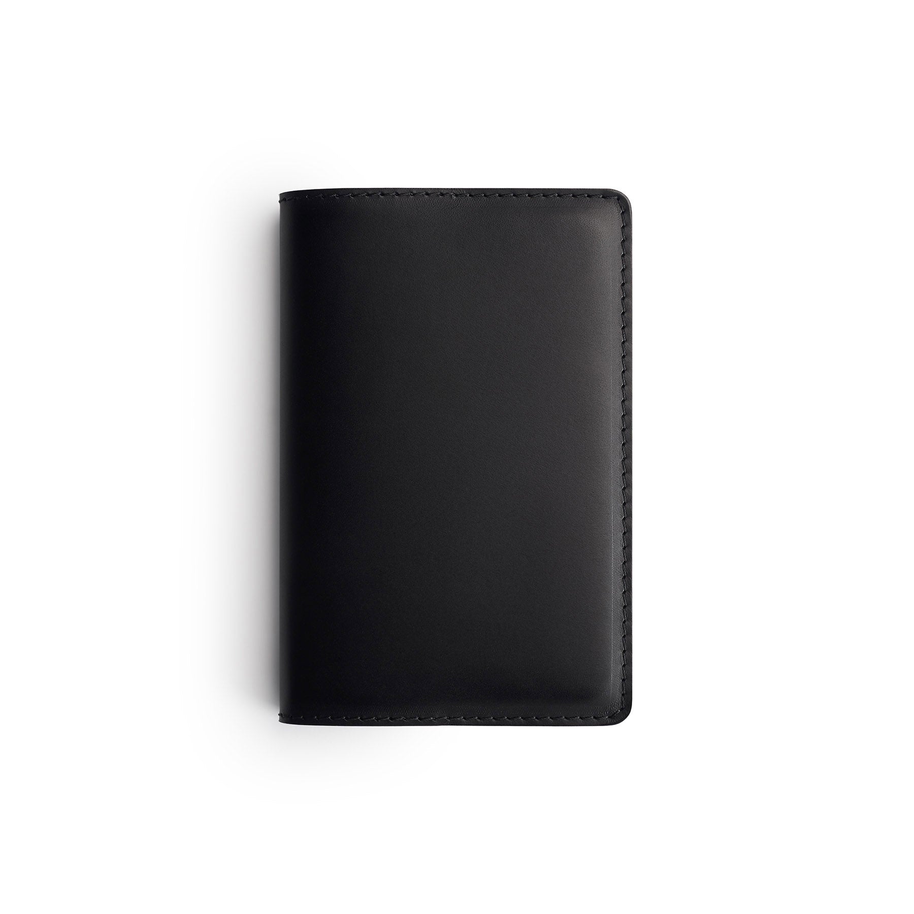 Black full-grain leather A6 notebook, flat lay — personalised — CarveOn, made in Ireland#Color_Black