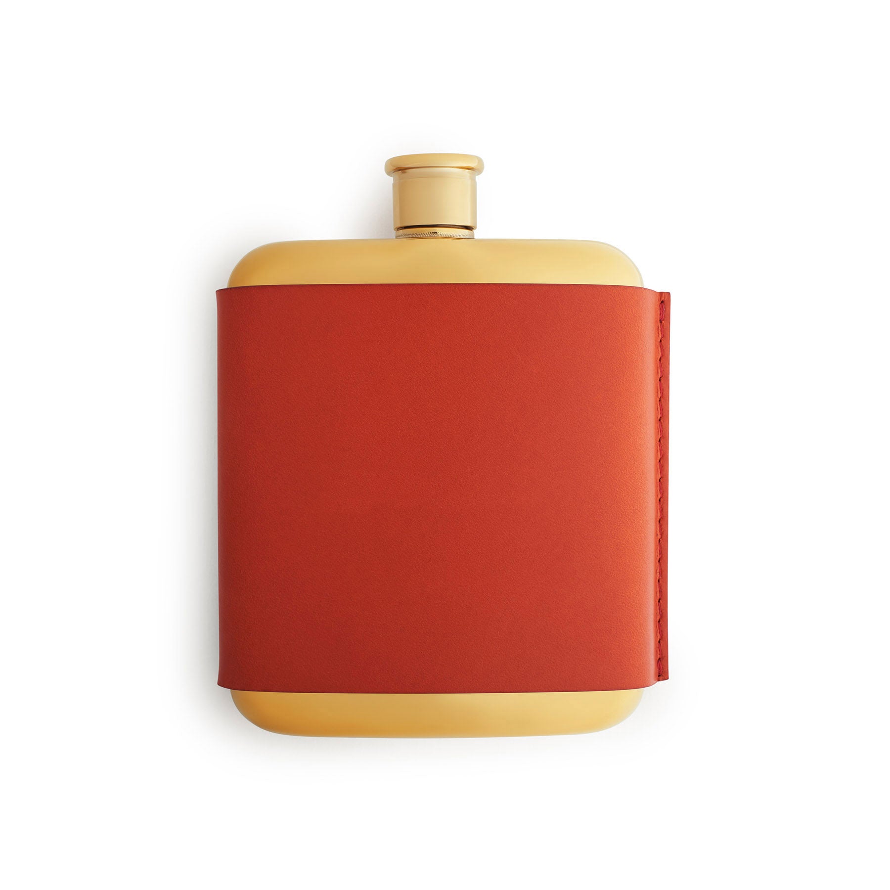 Red leather-bound hip flask, flat lay — personalised gift — CarveOn, made in Ireland#Color_Red