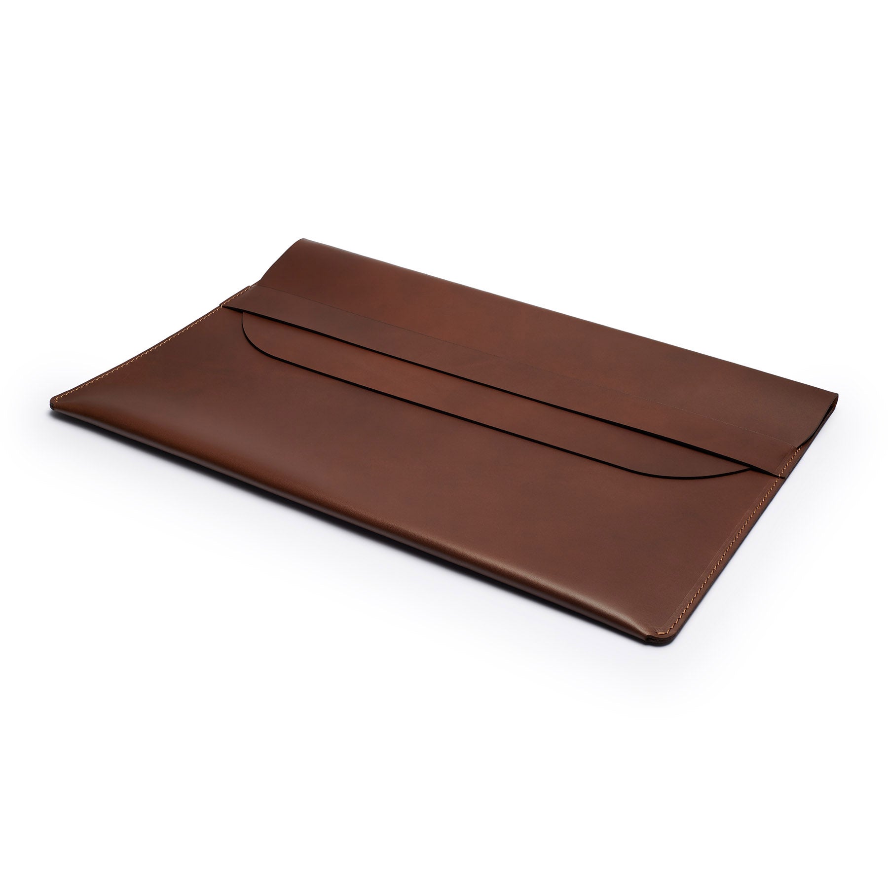 Dark Brown full-grain leather document folio, flat lay, angled view — personalised — CarveOn, made in Ireland#Color_Dark Brown