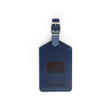 Full-grain leather luggage tag — personalised travel accessory — CarveOn, made in Ireland