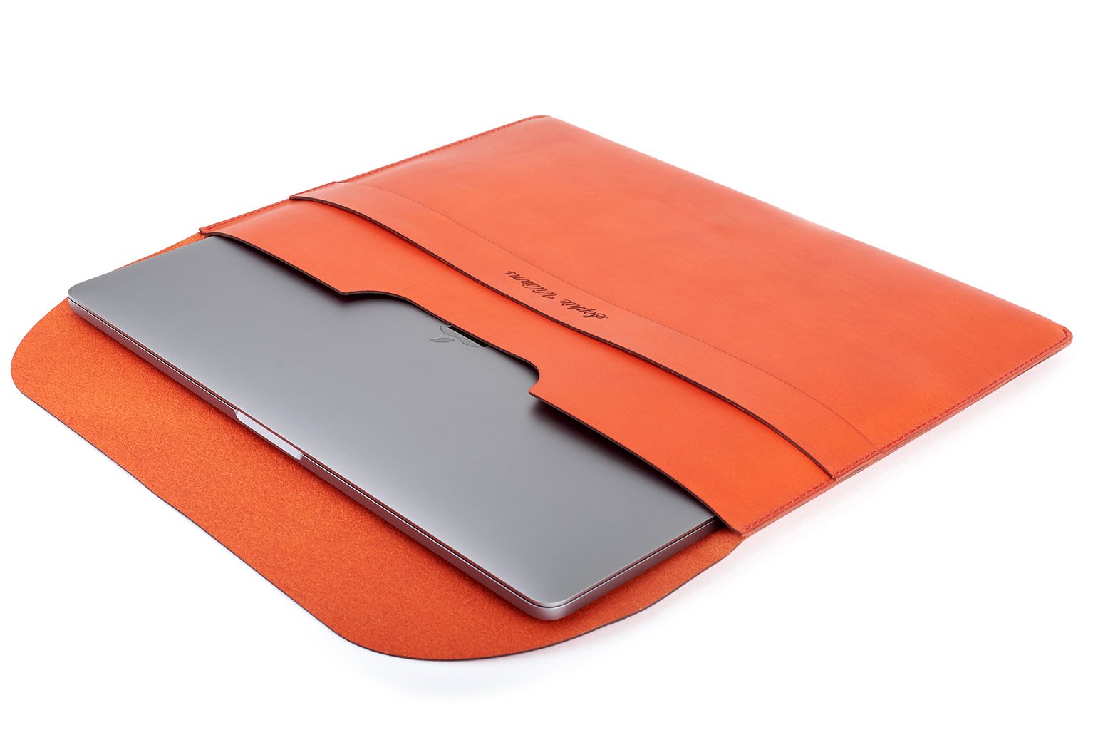 Red full-grain leather document folio, open showing interior — personalised — CarveOn, made in Ireland#Color_Red