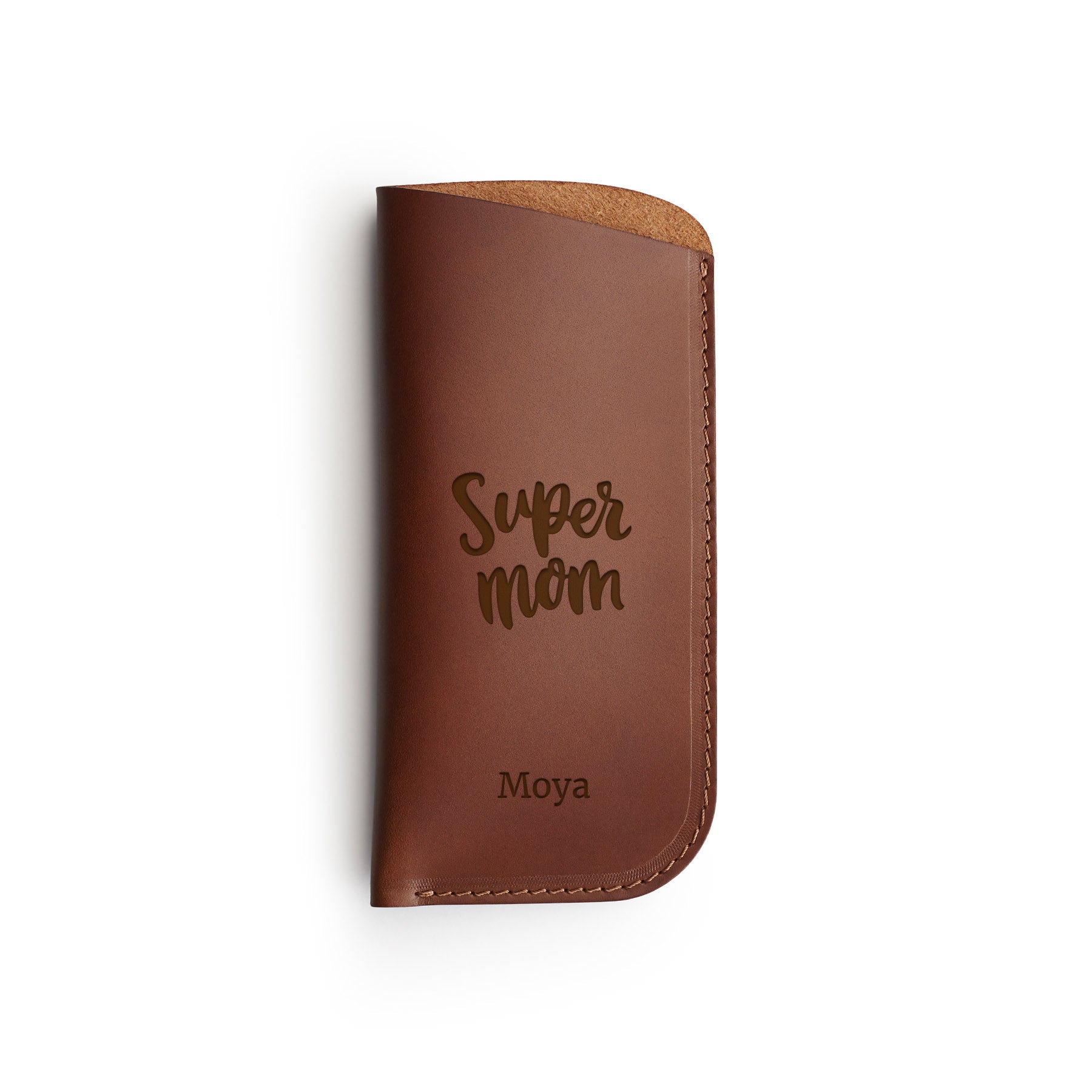 Black full-grain leather glasses case — personalised — CarveOn, made in Ireland#Color_Hidden