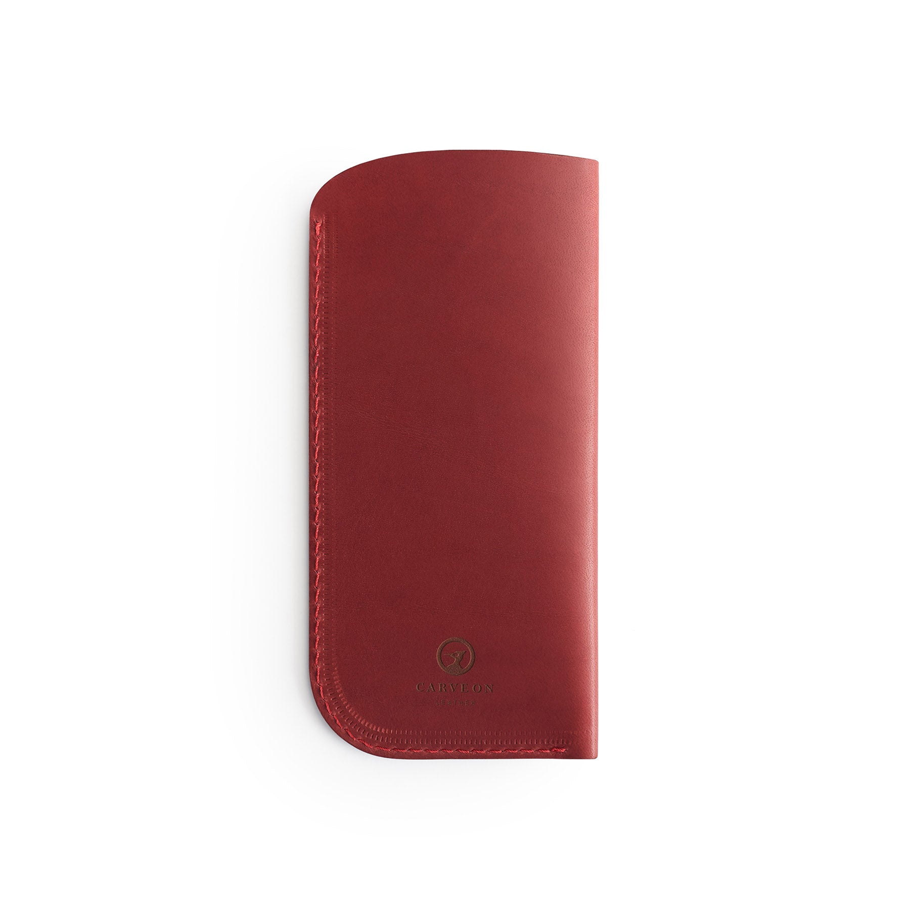 Burgundy full-grain leather glasses case, flat lay — personalised — CarveOn, made in Ireland#Color_Burgundy