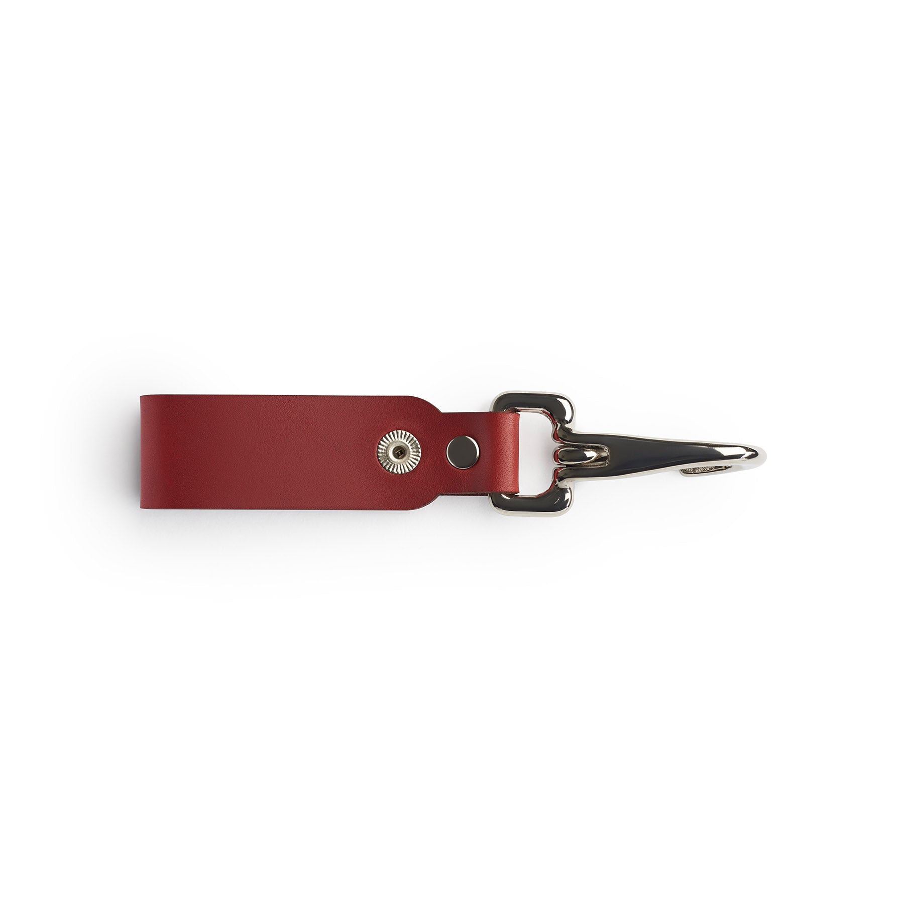 Burgundy full-grain leather keyring, flat lay — personalised gift — CarveOn, made in Ireland#Color_Burgundy