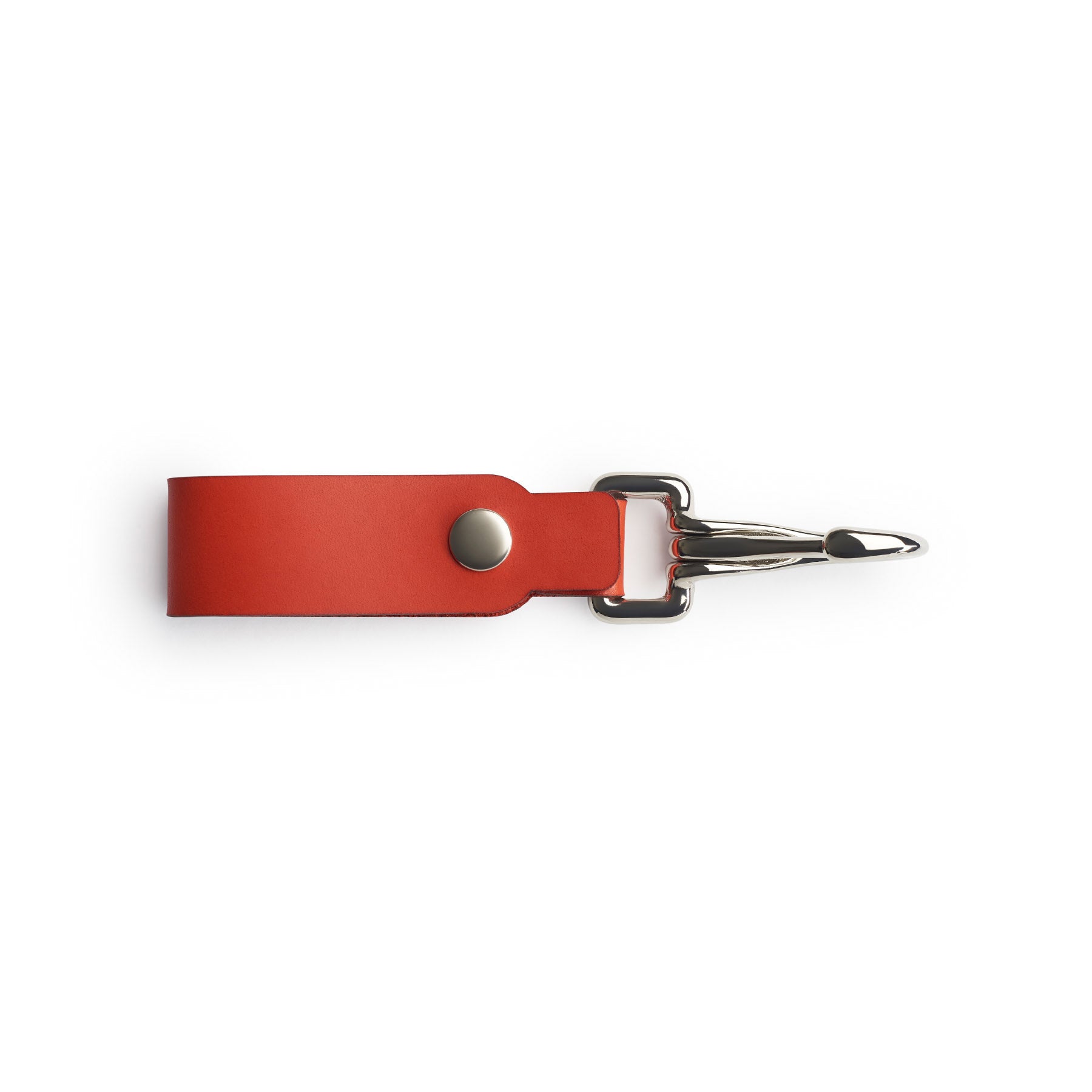 Red full-grain leather keyring, flat lay — personalised gift — CarveOn, made in Ireland#Color_Red