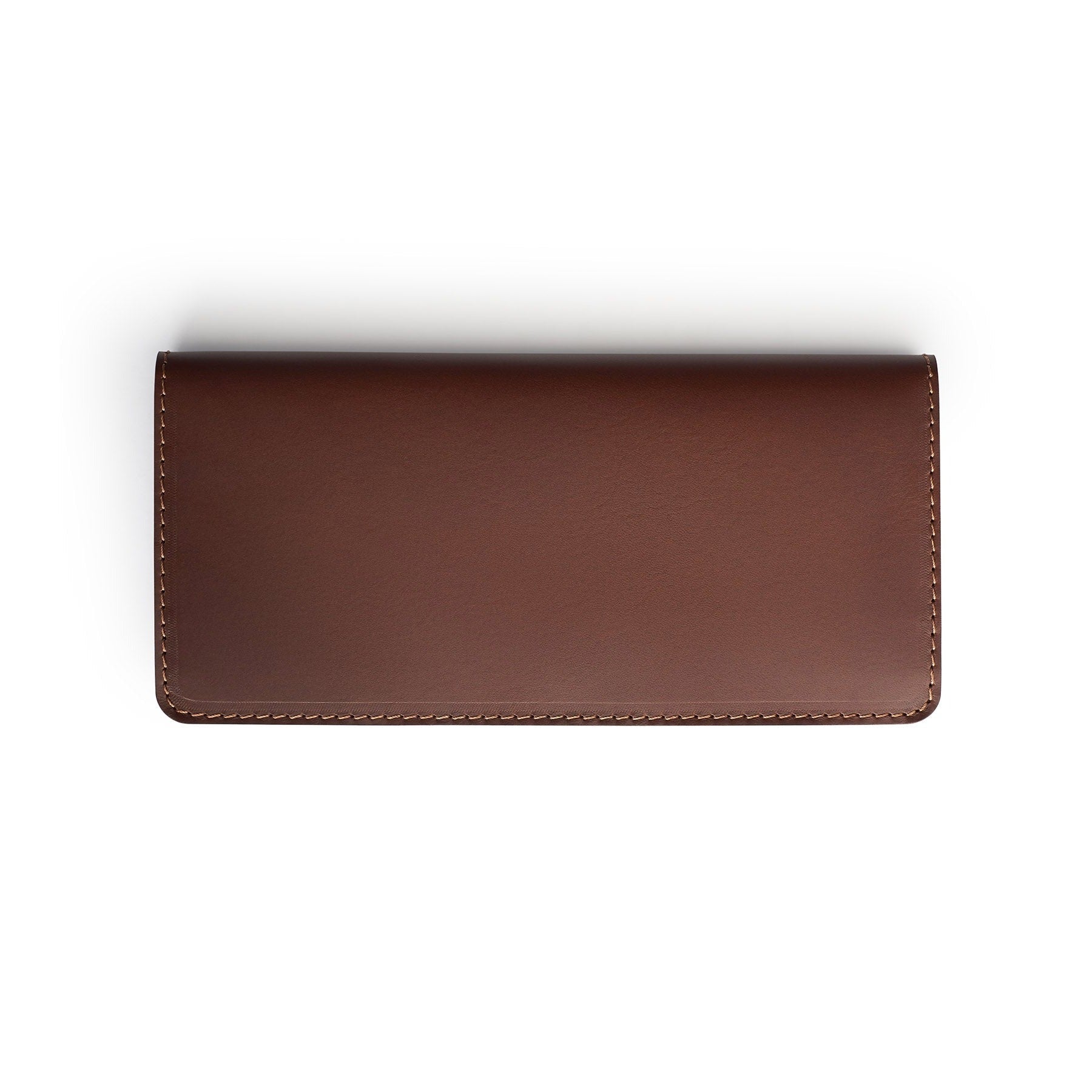 Dark Brown full-grain leather long wallet, flat lay — personalised — CarveOn, made in Ireland#Color_Dark Brown
