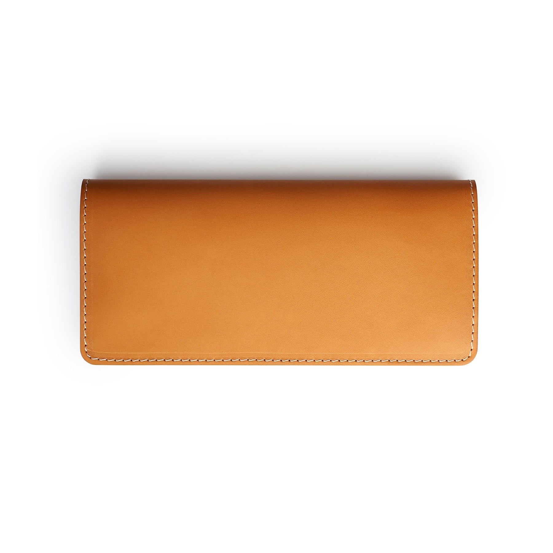 Tan full-grain leather long wallet, flat lay — personalised — CarveOn, made in Ireland#Color_Tan