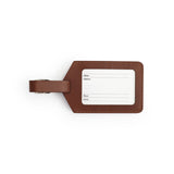 Dark Brown full-grain leather luggage tag, flat lay — personalised travel accessory — CarveOn, made in Ireland