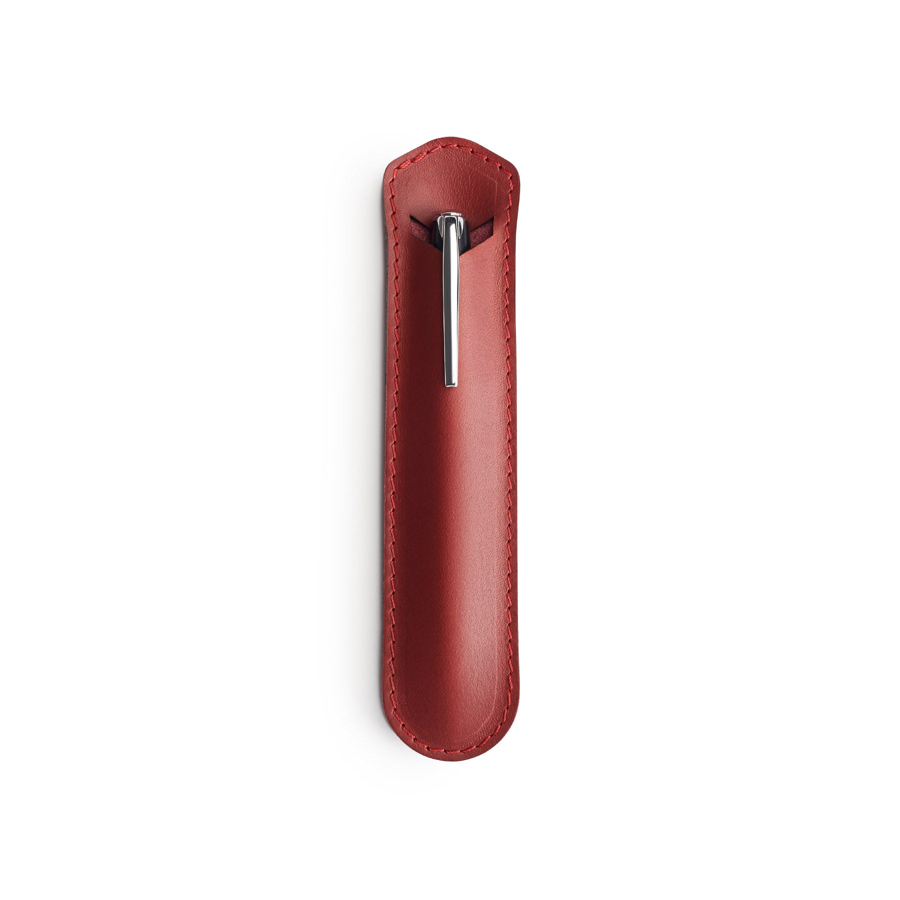 Burgundy leather pen sleeve, flat lay — personalised gift — CarveOn, made in Ireland#Color_Burgundy