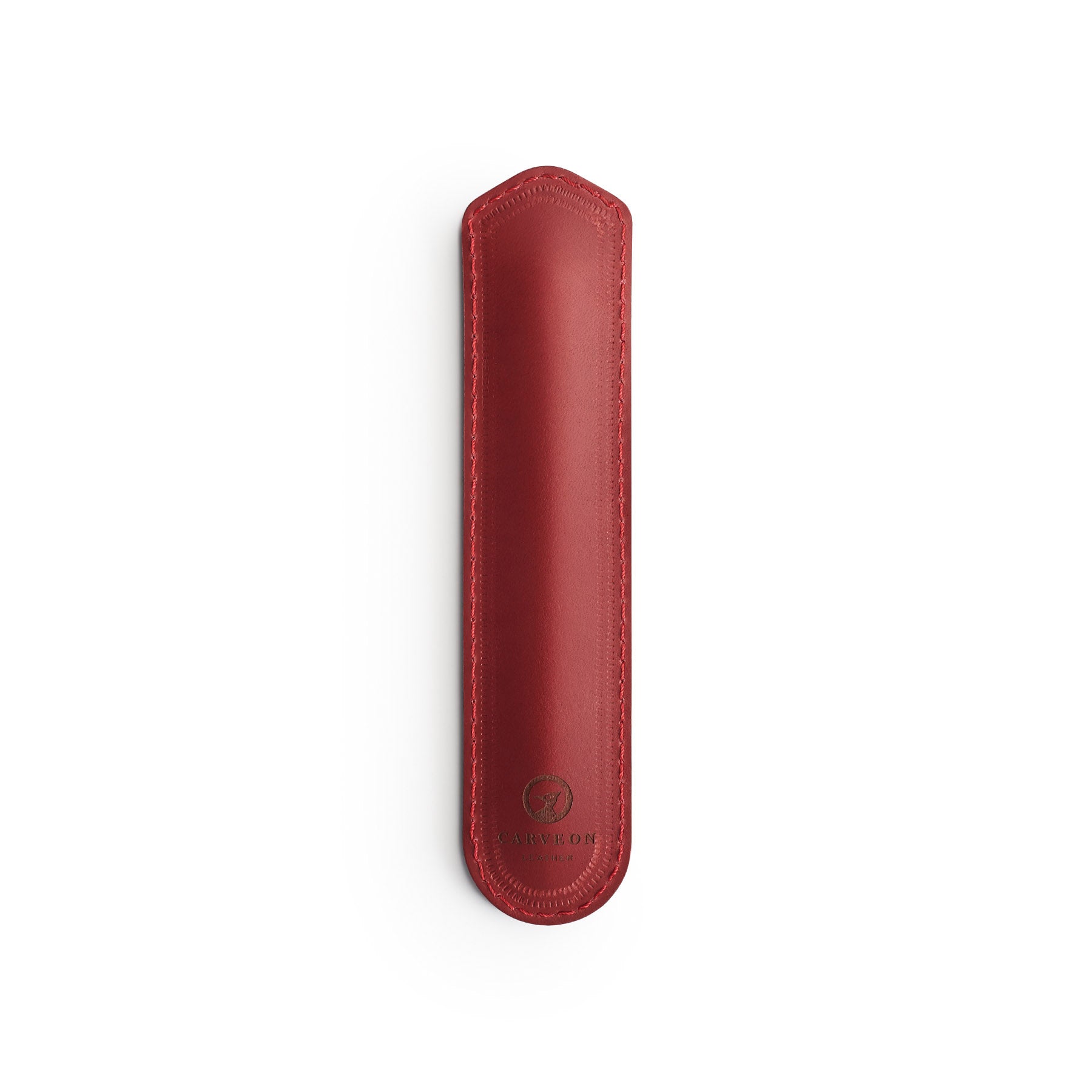 Burgundy leather pen sleeve, flat lay — personalised gift — CarveOn, made in Ireland#Color_Burgundy