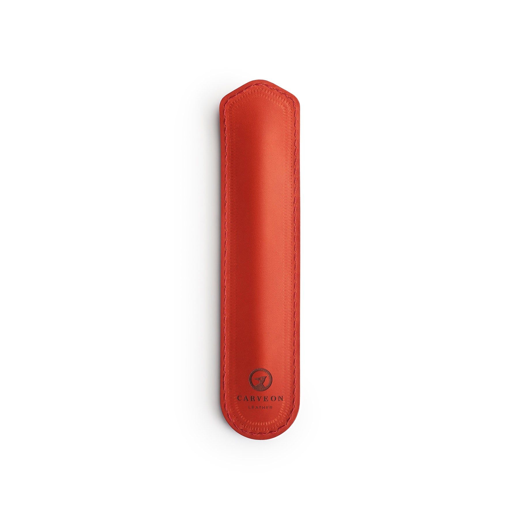 Red leather pen sleeve, flat lay — personalised gift — CarveOn, made in Ireland#Color_Red