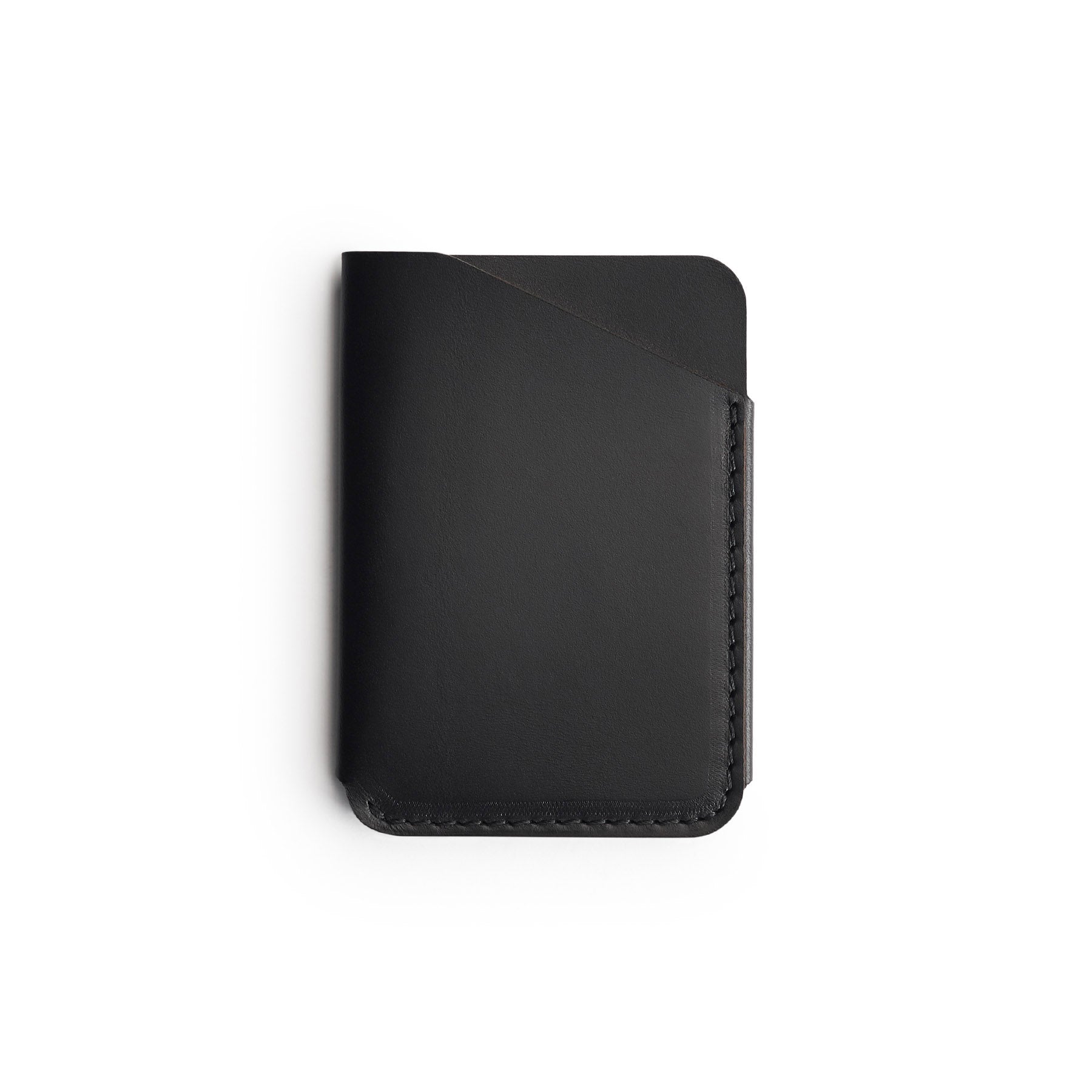 Black full-grain leather quick-draw wallet, flat lay — personalised — CarveOn, made in Ireland#Color_Black
