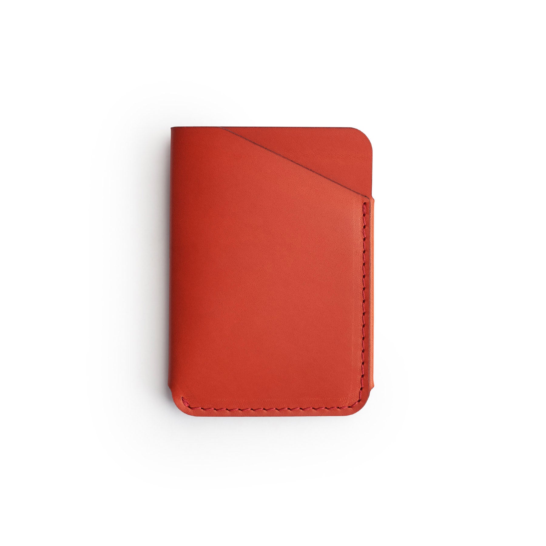 Red full-grain leather quick-draw wallet, flat lay — personalised — CarveOn, made in Ireland#Color_Red