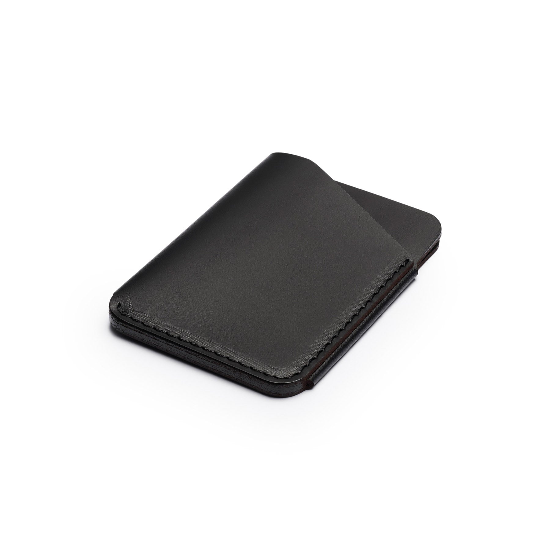 Black full-grain leather quick-draw wallet, flat lay, angled view — personalised — CarveOn, made in Ireland#Color_Black