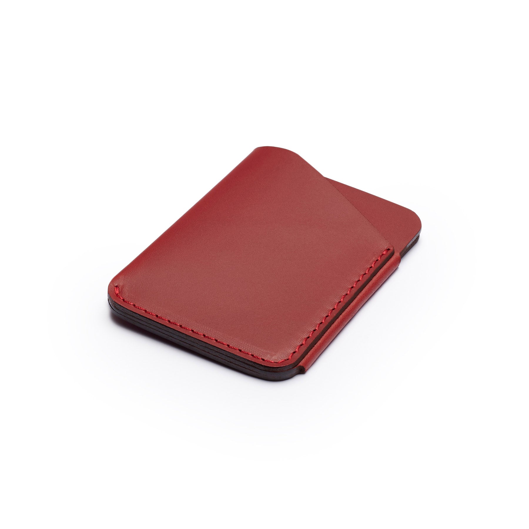 Burgundy full-grain leather quick-draw wallet, flat lay, angled view — personalised — CarveOn, made in Ireland#Color_Burgundy
