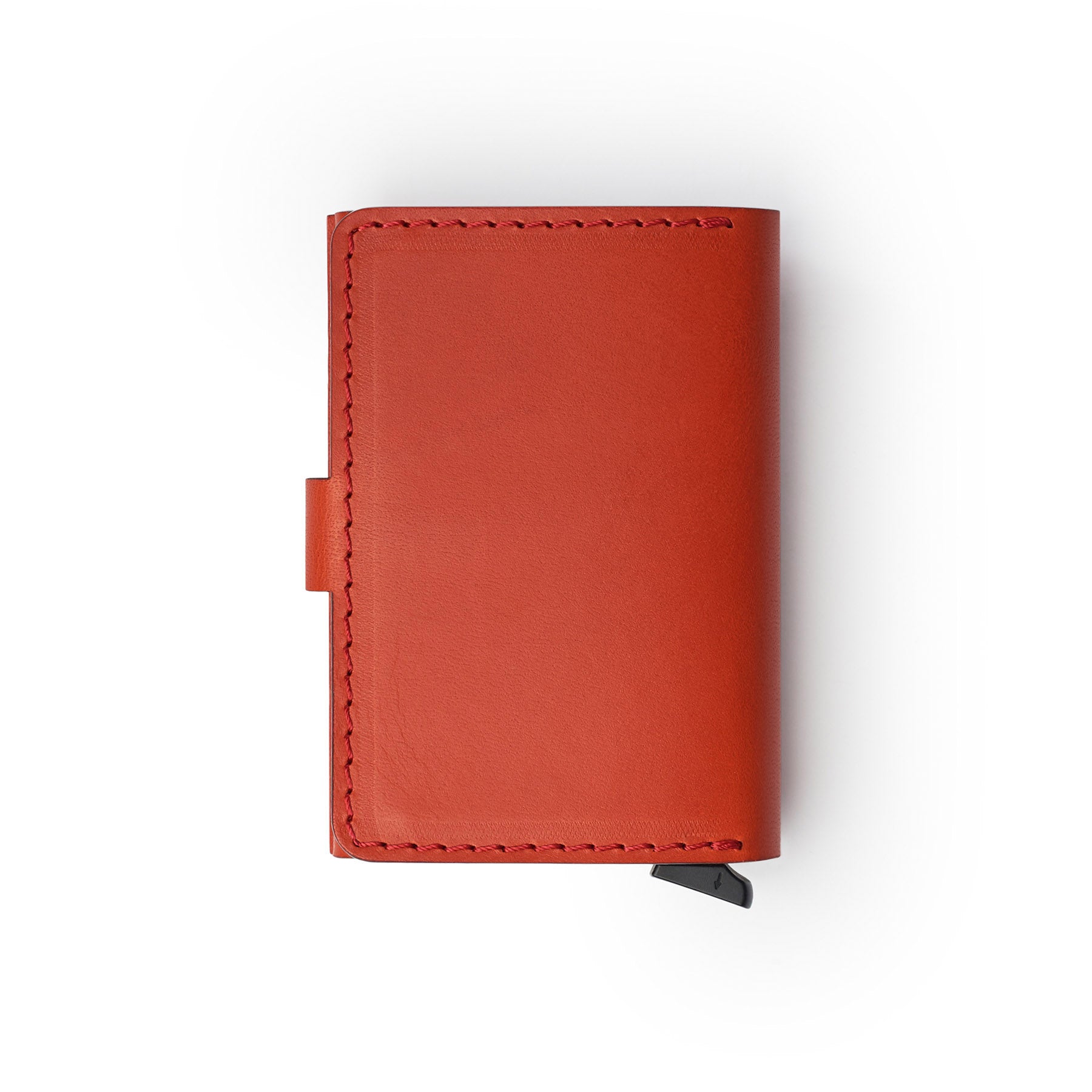 Red full-grain leather RFID wallet, flat lay — personalised — CarveOn, made in Ireland#Color_Red