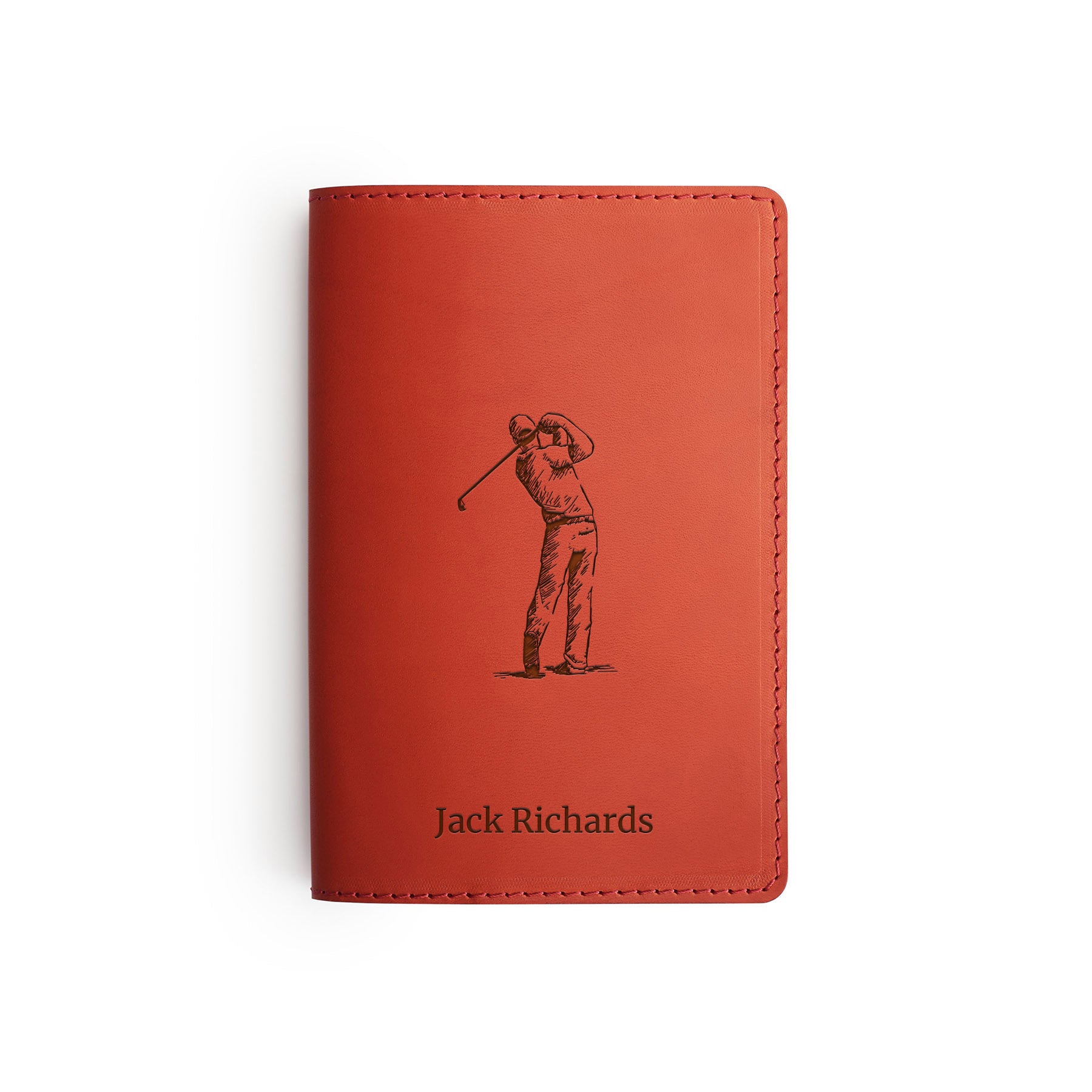 Red leather golf scorecard holder — personalised golf gift — CarveOn, handmade in Ireland#Color_Hidden