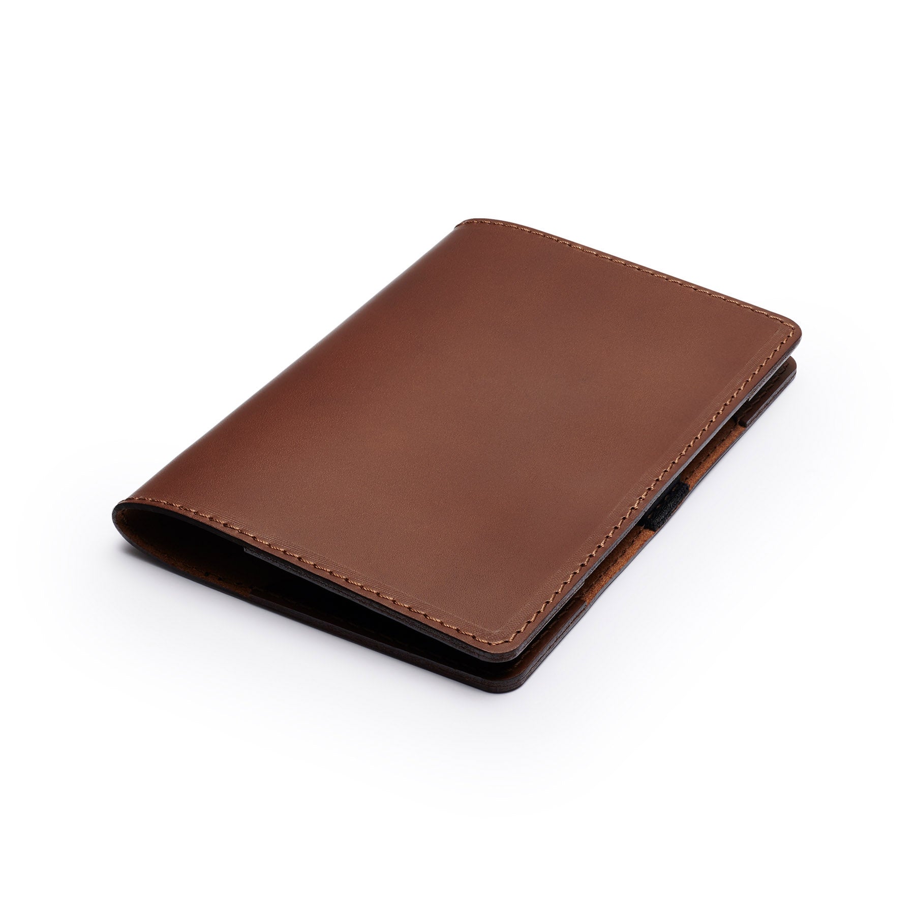 Dark Brown leather golf scorecard holder, flat lay, angled view — personalised golf gift — CarveOn, handmade in Ireland#Color_Dark Brown