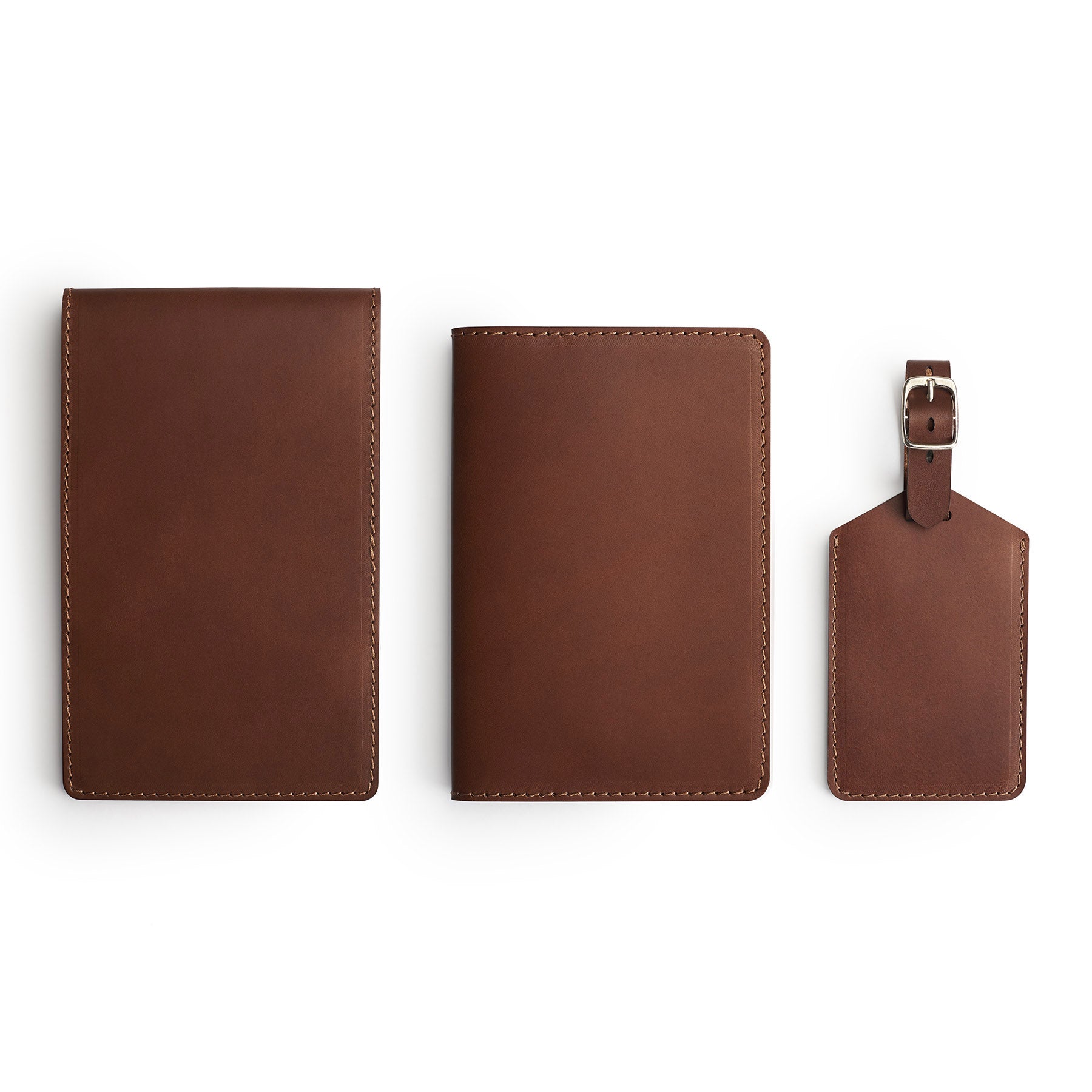 Dark Brown leather golf gift set, flat lay — personalised — CarveOn, handmade in Ireland#Color_Dark Brown