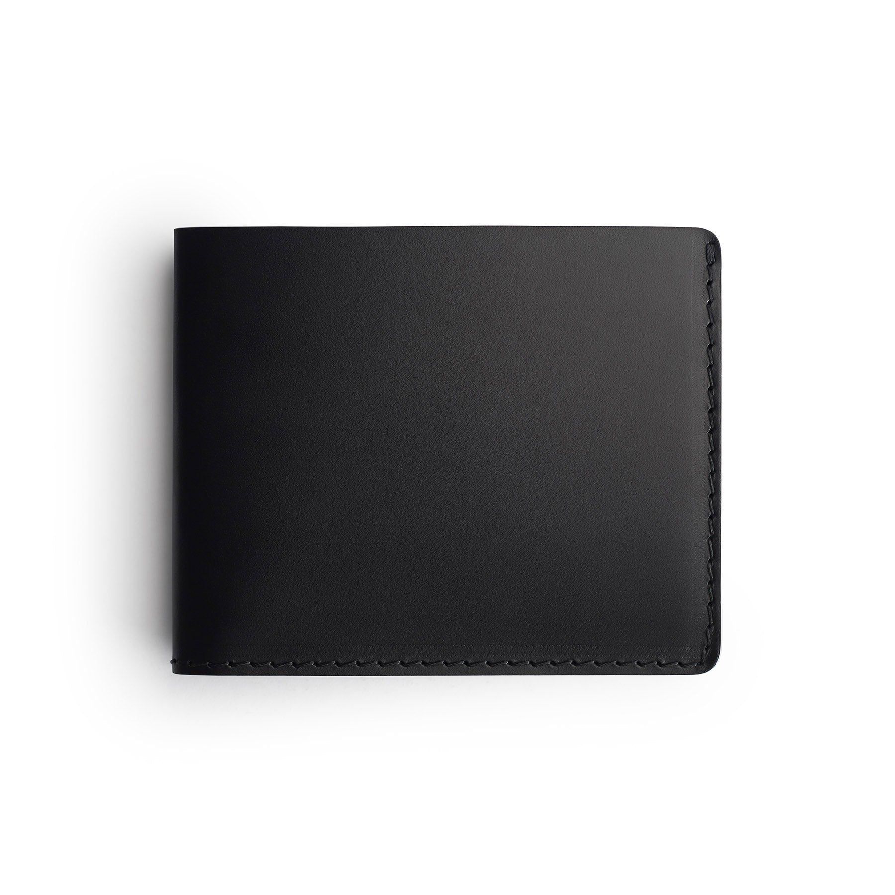 Black full-grain leather traditional wallet, flat lay — personalised — CarveOn, made in Ireland#Color_Black