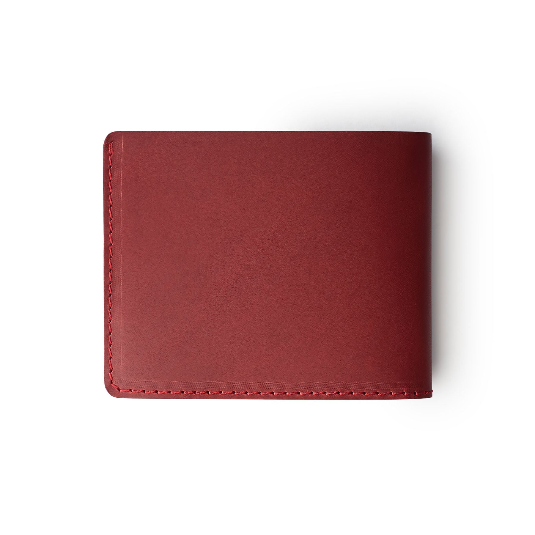 Burgundy full-grain leather traditional wallet, flat lay — personalised — CarveOn, made in Ireland#Color_Burgundy