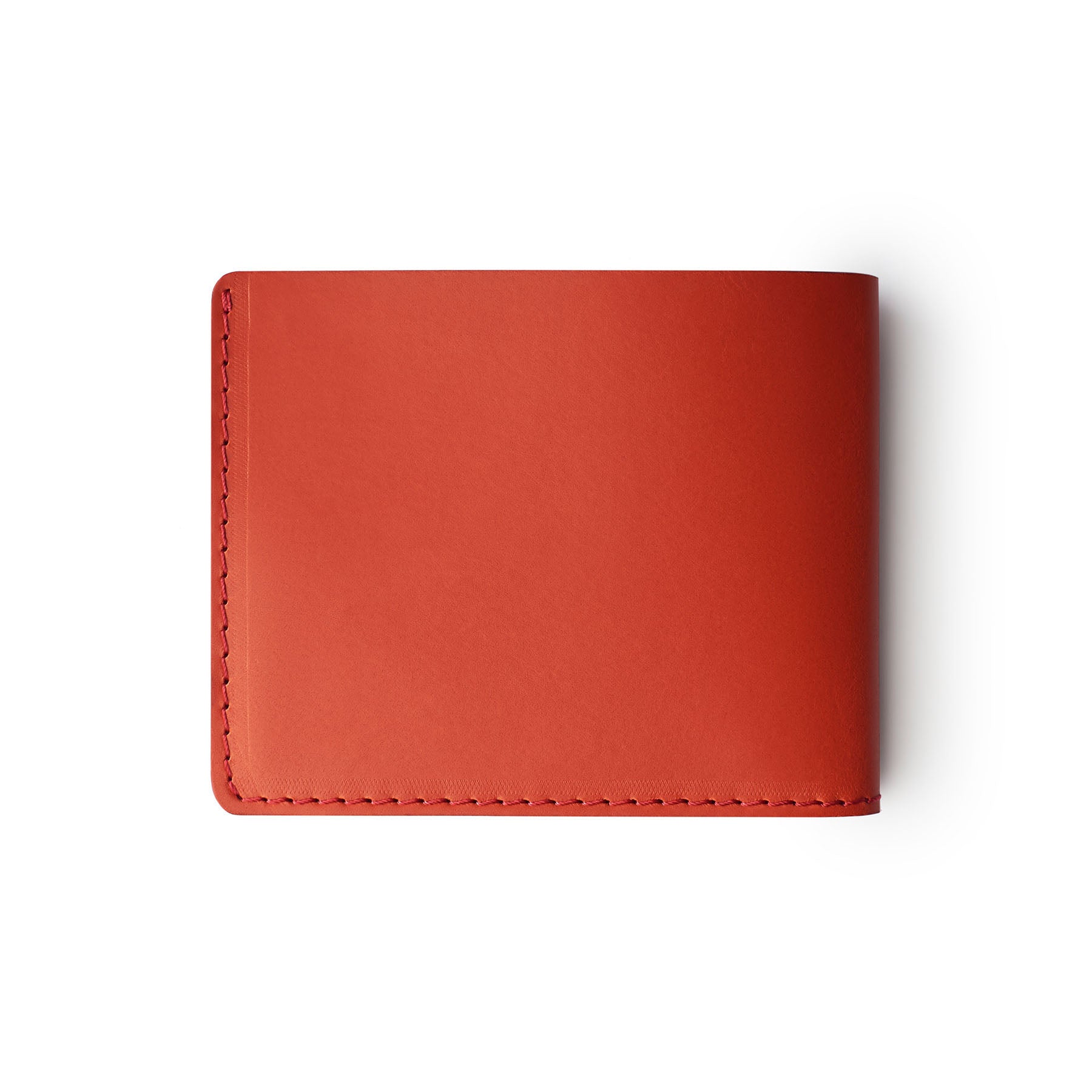 Red full-grain leather traditional wallet, flat lay — personalised — CarveOn, made in Ireland#Color_Red