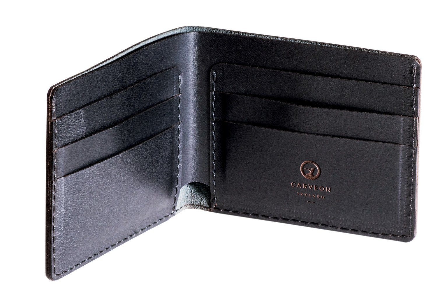 Full-grain leather traditional wallet — personalised — CarveOn, made in Ireland#Color_Black