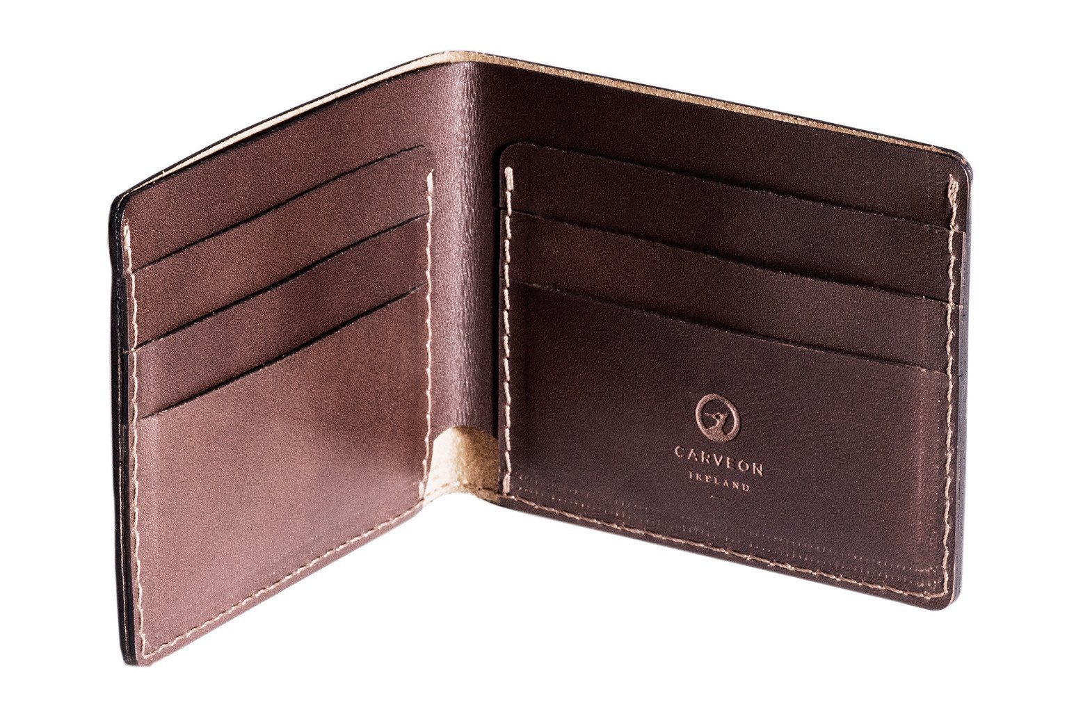 Full-grain leather traditional wallet — personalised — CarveOn, made in Ireland#Color_Dark Brown