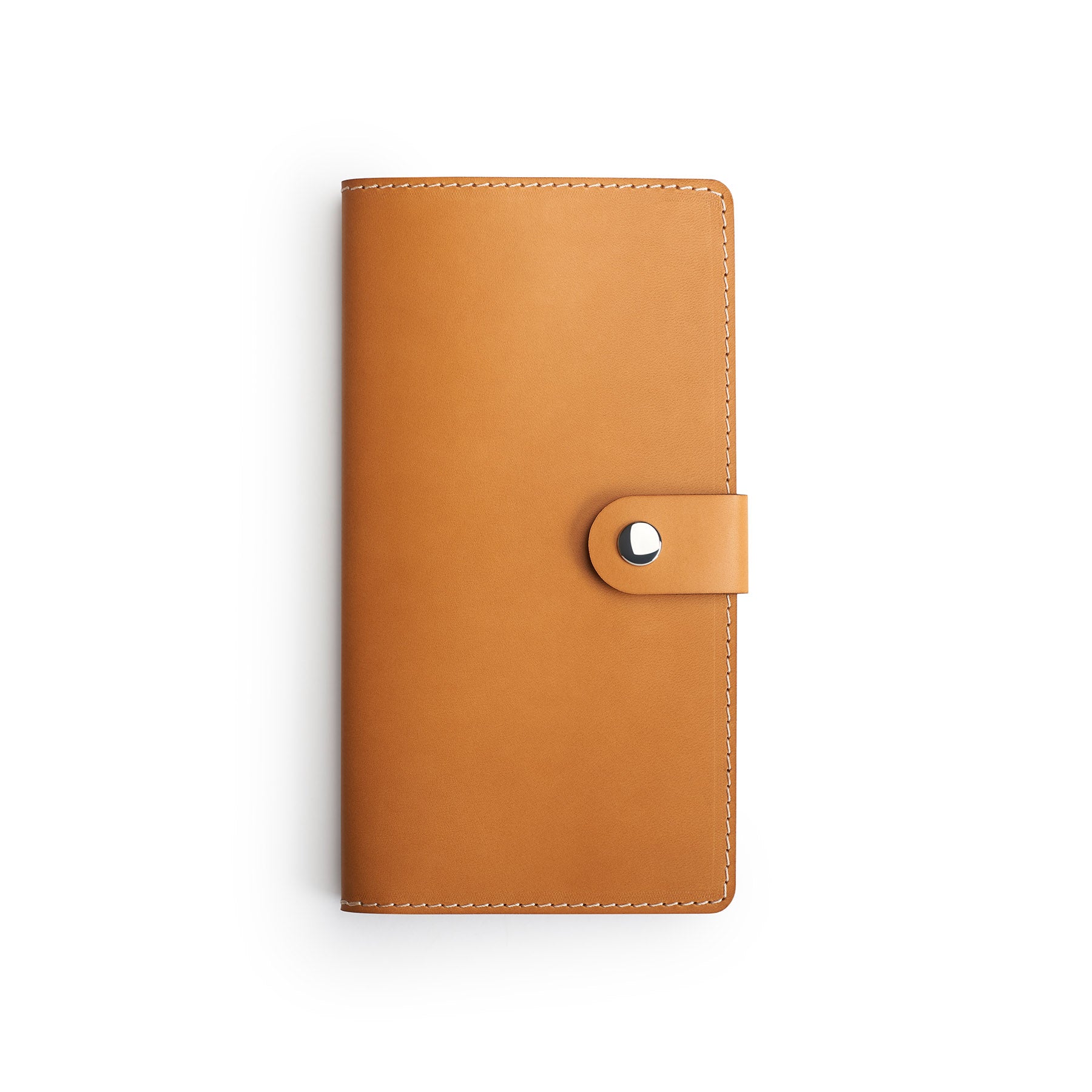 Tan full-grain leather travel wallet, flat lay — personalised — CarveOn, made in Ireland#Color_Tan